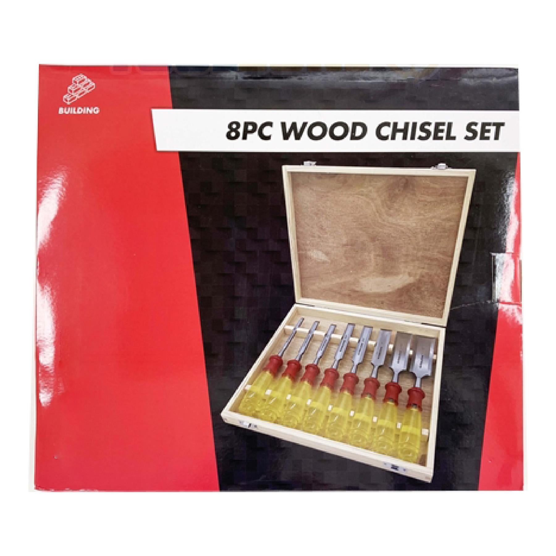 8 Pieces Wood Chisel Set Work Professional Plastic Handle Wooden Storage Case