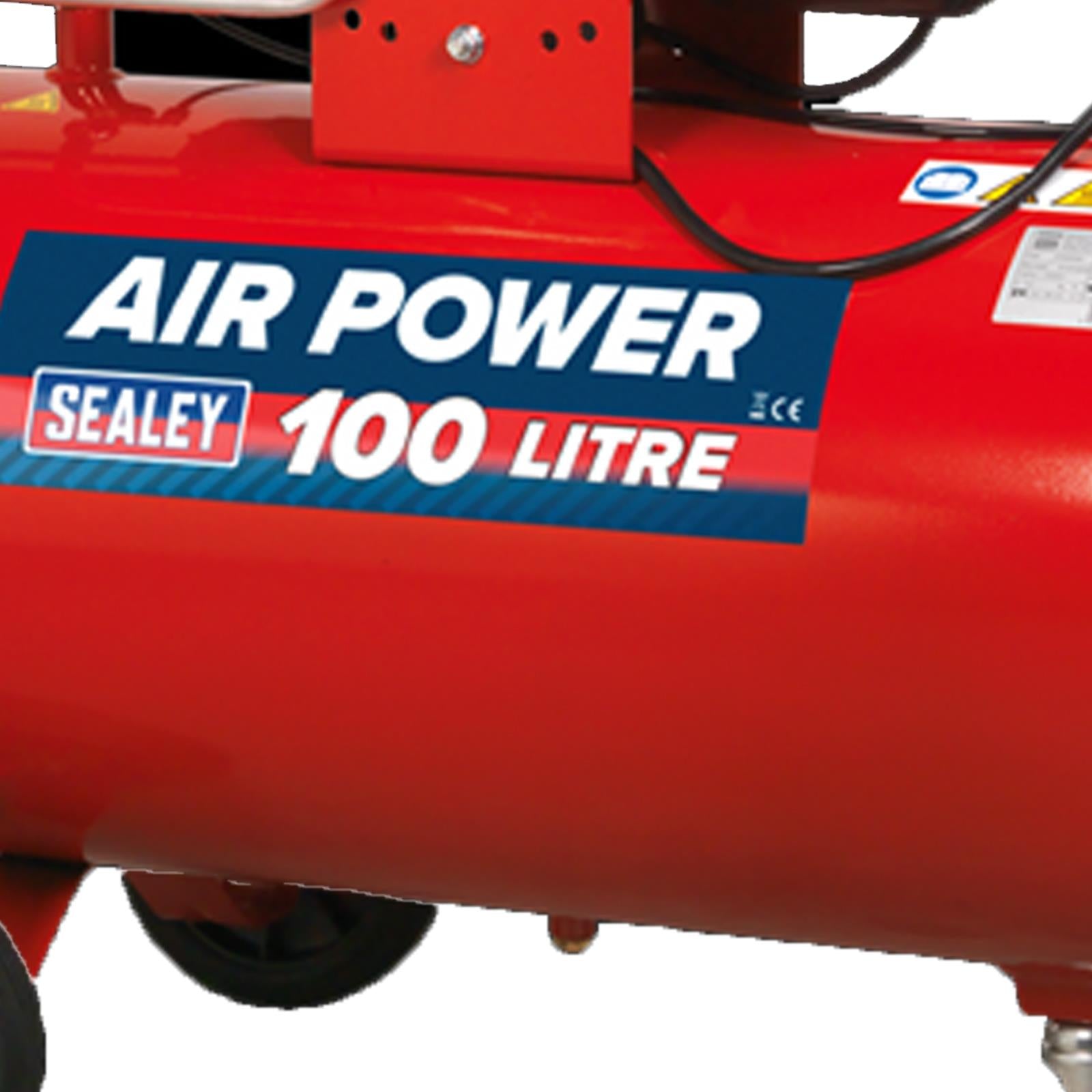 Sealey SAC10030 Air Compressor 100L V-Twin Direct Drive 3hp