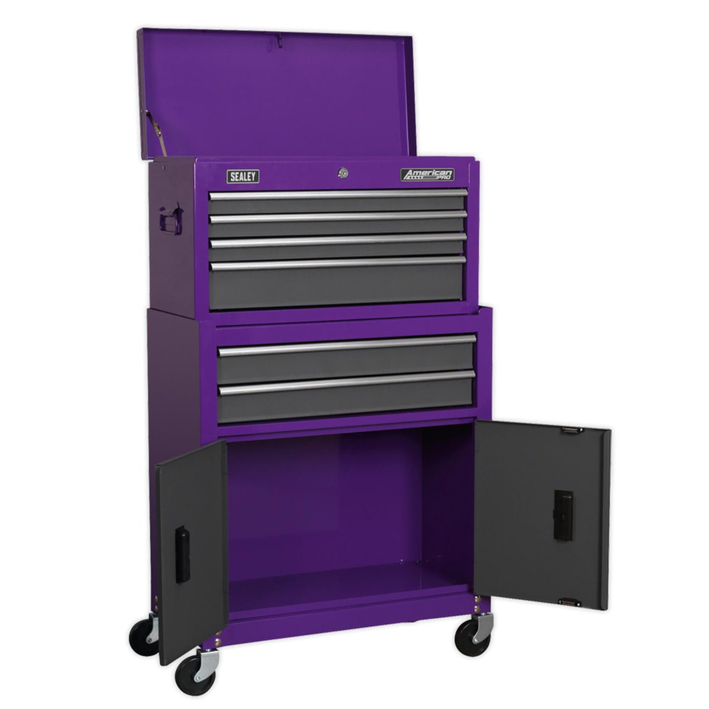 Sealey Topchest & Rollcab Combo 6 Drawer - Purple/Grey