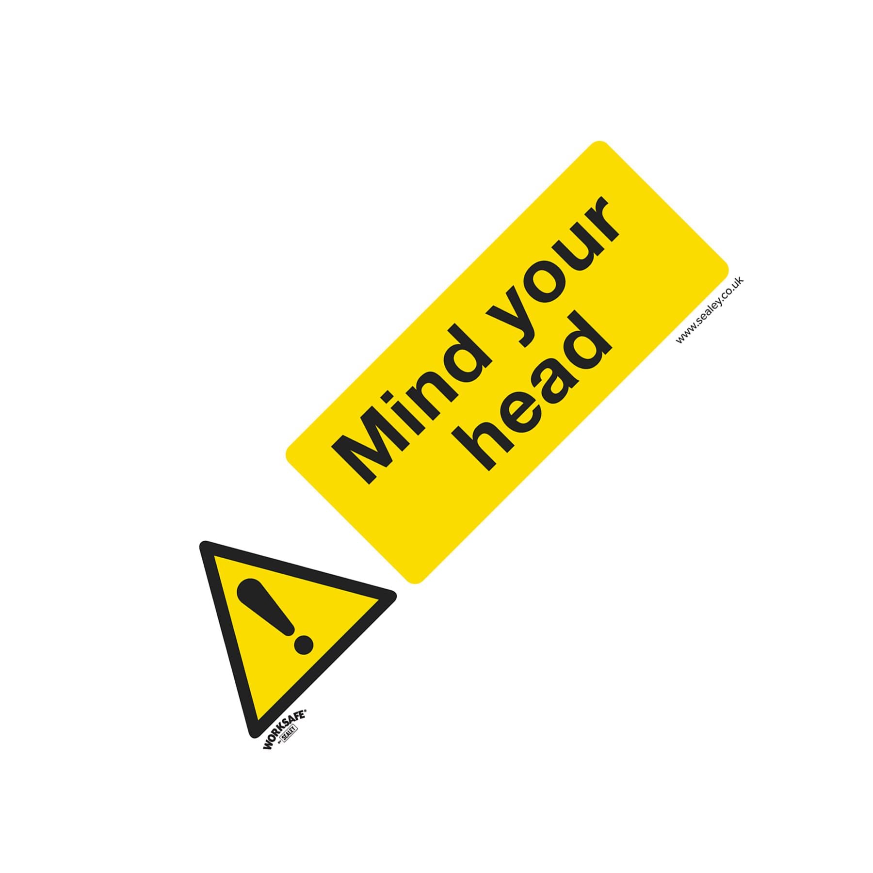 Sealey Safety Sign - Mind Your Head - Self-Adhes. - Pack of 10