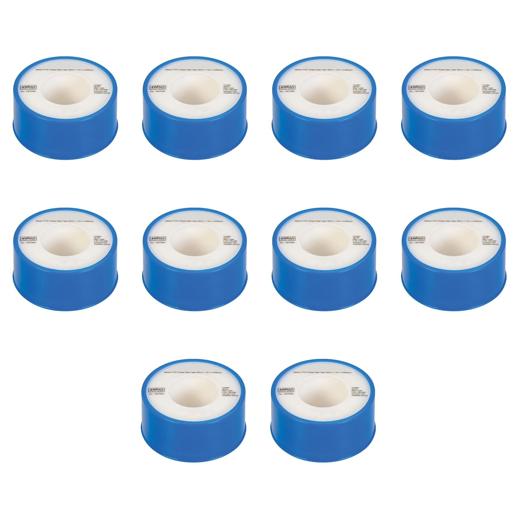 10Pk White Ptfe Thread Seal Tape 19mm X 12M For Sealing Of Water Pipe Threads