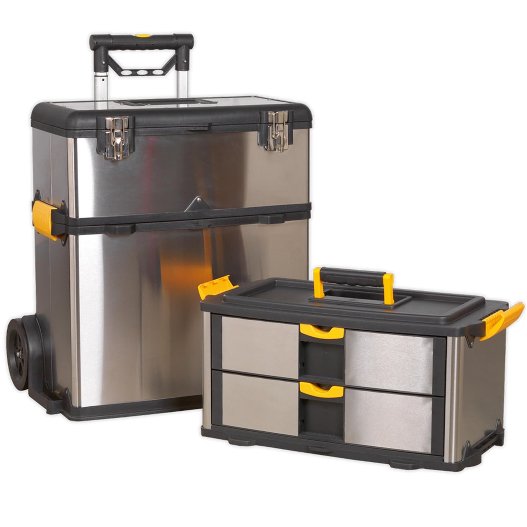 Sealey Mobile Stainless Steel/Composite Toolbox - 3 Compartment