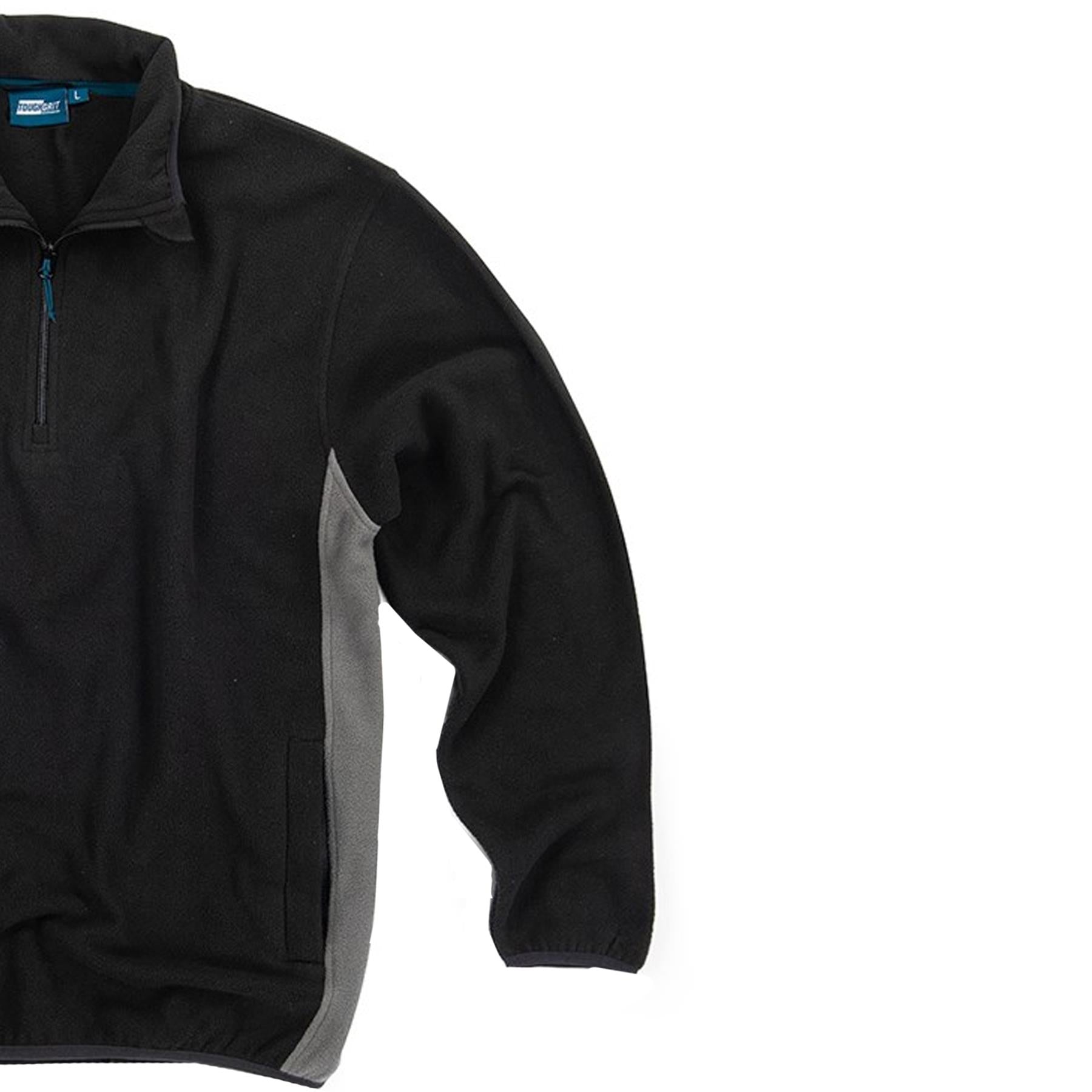 Tough Grit 2-Tone 1/4 Zip Classic Fleece Work Worker Warm Black/Charcoal S
