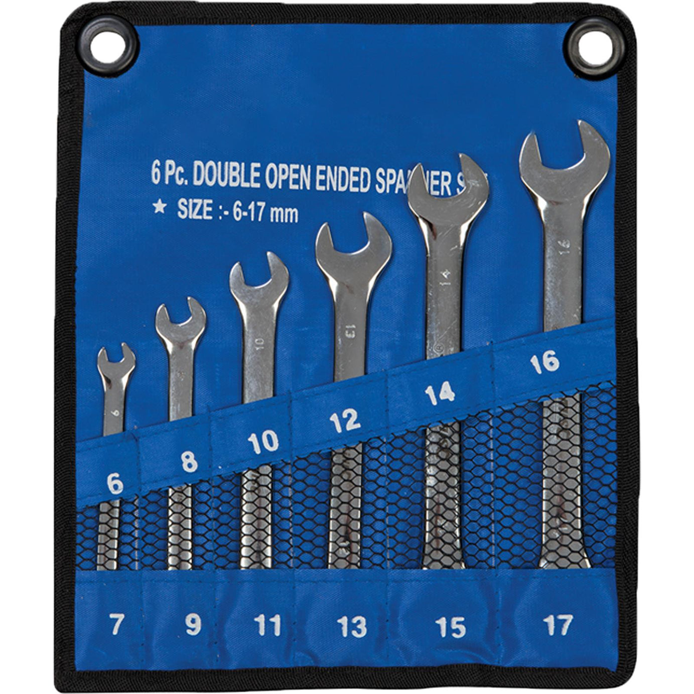 6Pce Open-Ended Spanner Set - 6 - 17mm High Quality Fully Polished Finish