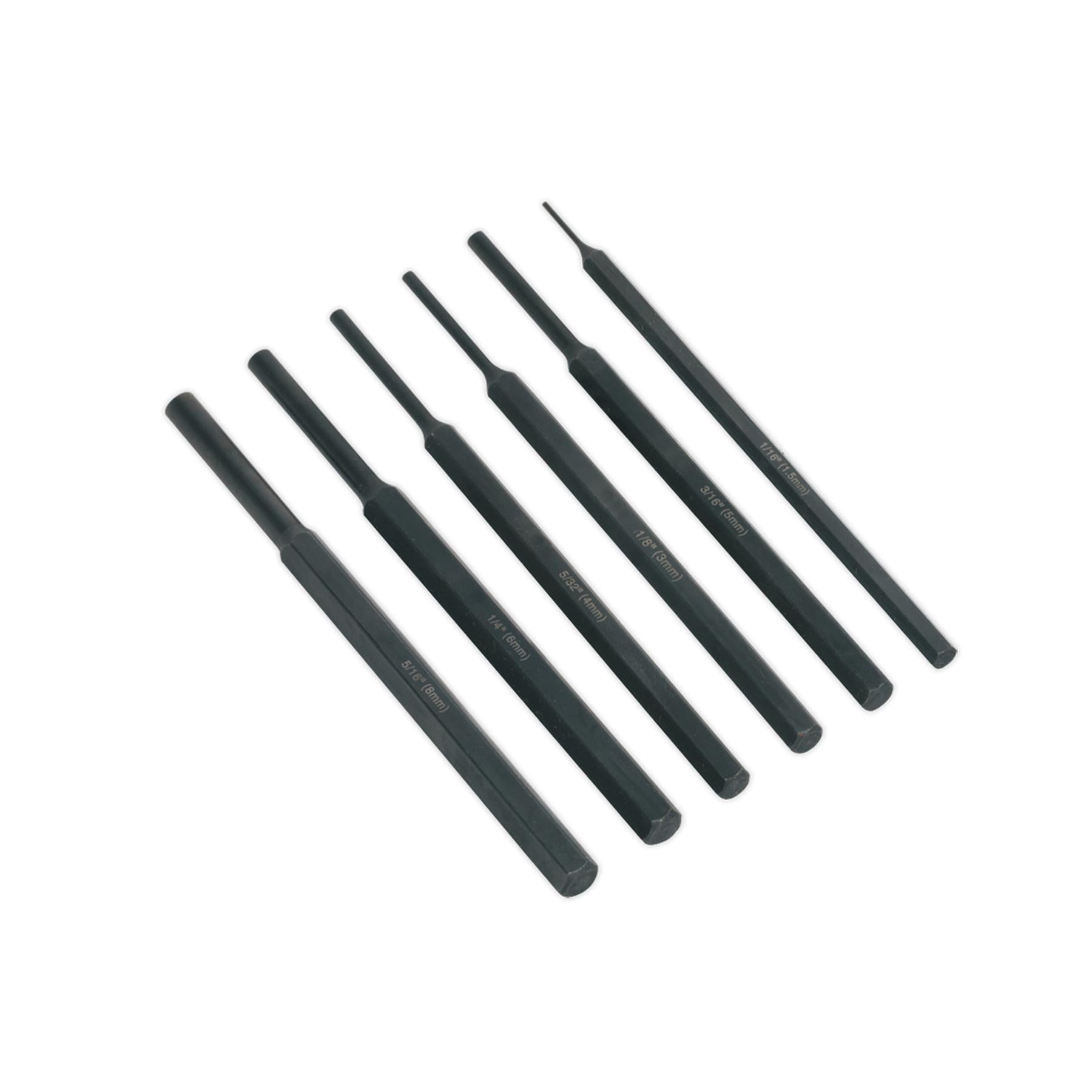 Sealey Parallel Pin Punch Set 6Pc Chrome Vanadium Steel