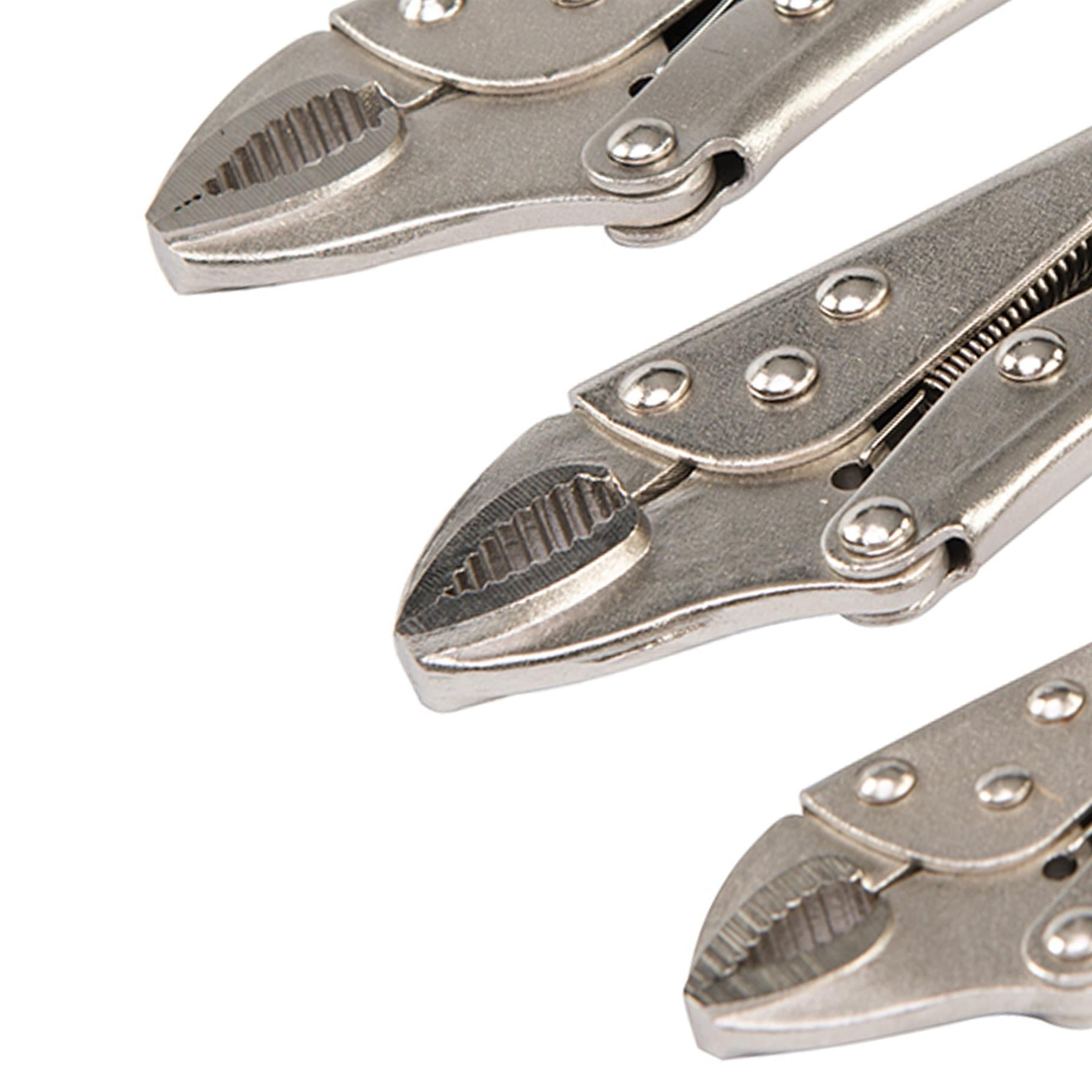 3Pce Self Locking Pliers Set - Hand Tool DIY Sizes: 130, 170 And 210mm