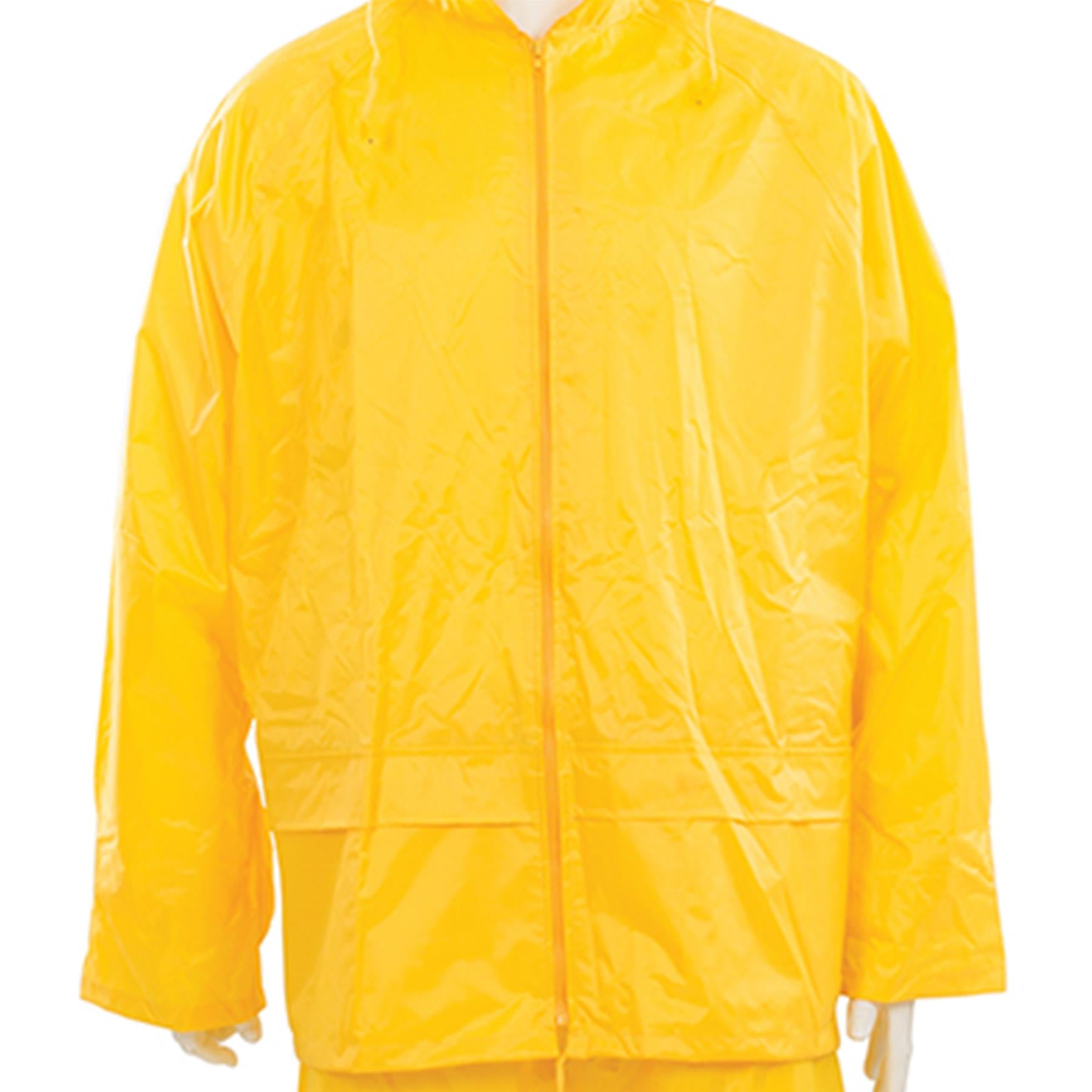 2Pce Rain Suit Yellow Large 74cm - 130cm (29 - 51") Includes Hood With Neck Cord