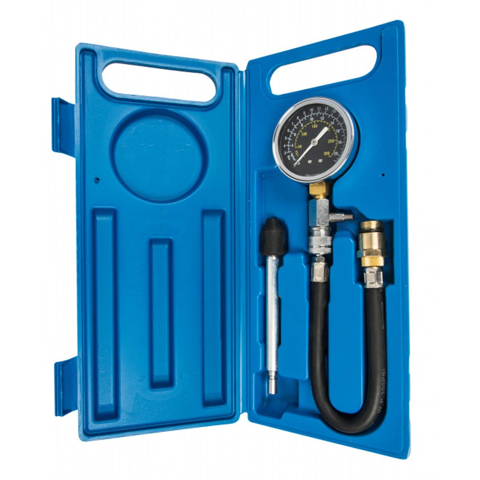 BlueSpot 4Pce  New Petrol Engine Cylinder Pressure Tester Car Compression Gauge Test Kit + Case