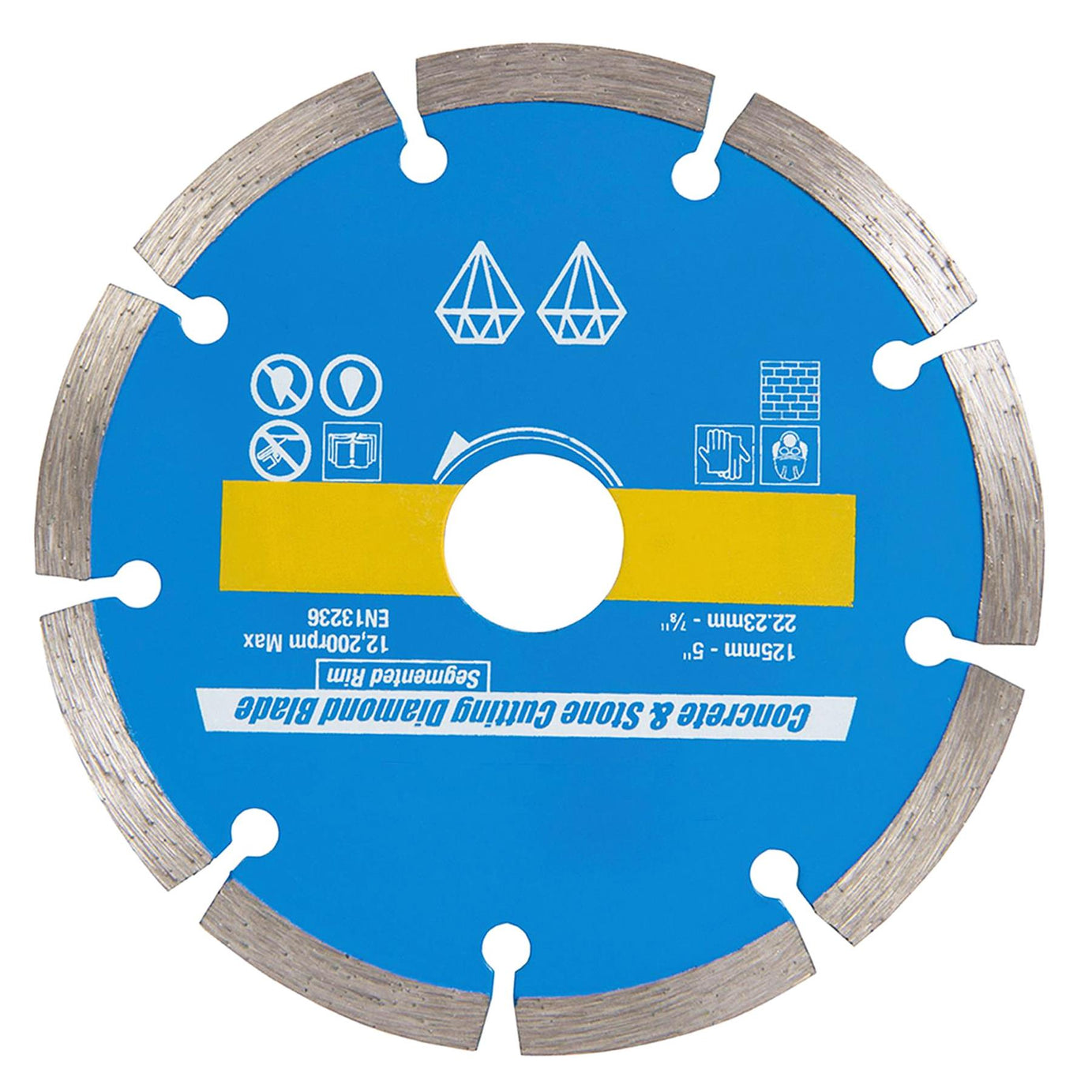 Concrete & Stone Cutting Diamond Blade 125 X 22.2mm - Segmented Rim New