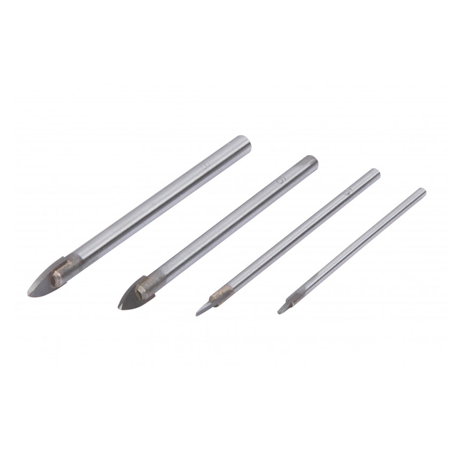 BlueSpot 4Pcs TILE & GLASS DRILL BIT SET Ceramic/Mirror Tungsten Spear Head