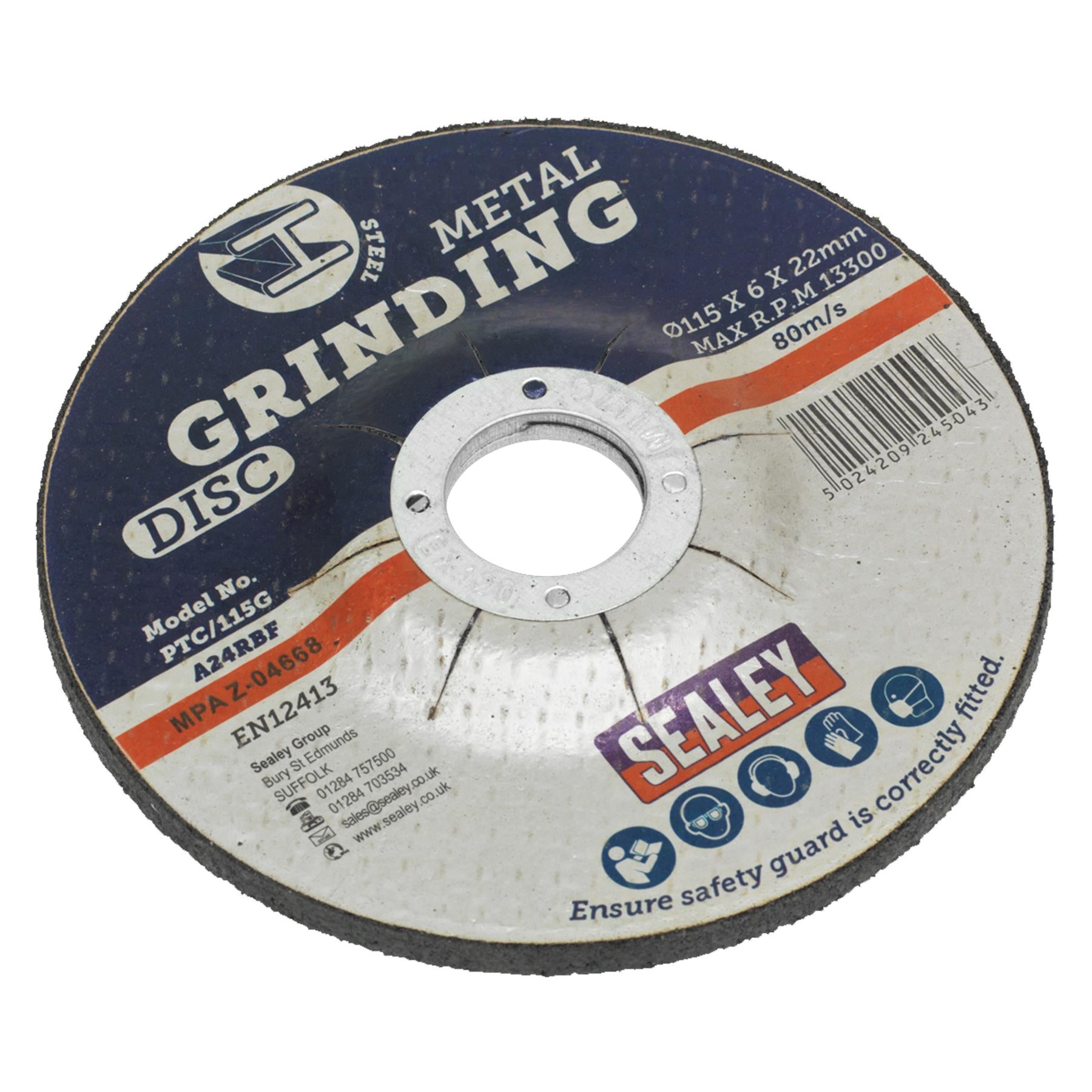 Sealey Grinding Disc 115 x 6mm 22mm Bore Aluminium oxide