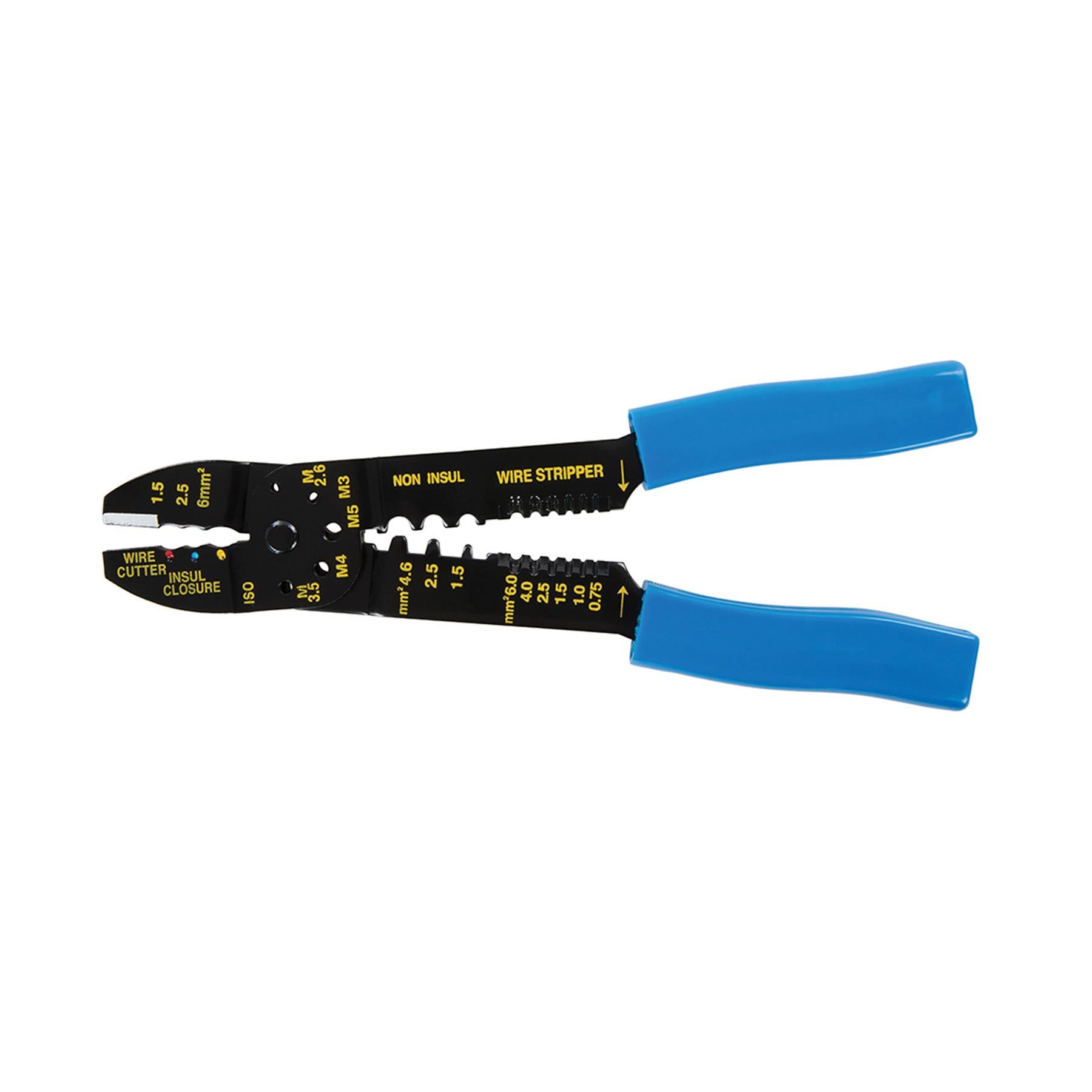 Crimping & Stripping Pliers - 230mm 4mm Hardened Steel For Insulated Terminals
