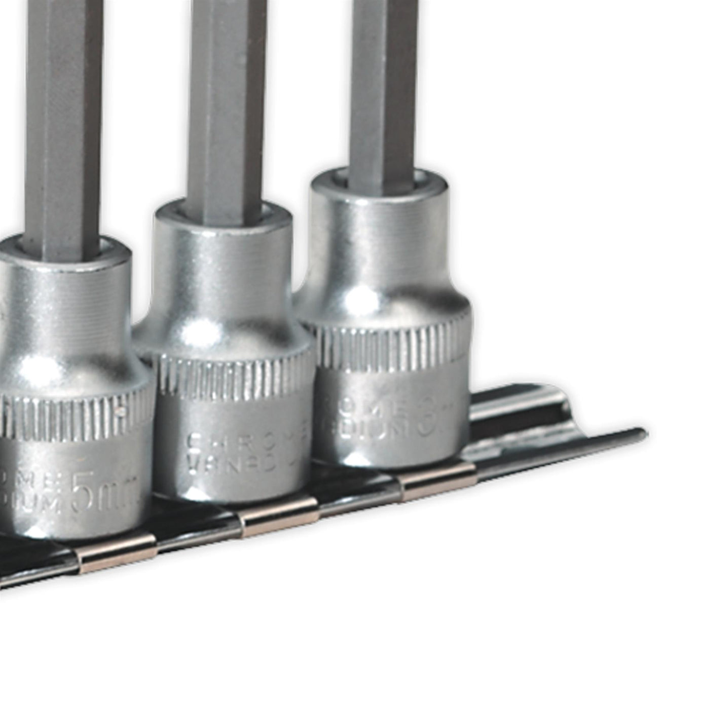 Sealey Ball-End Hex Socket Bit Set 7pc Metric 3/8"Sq Drive 100mm