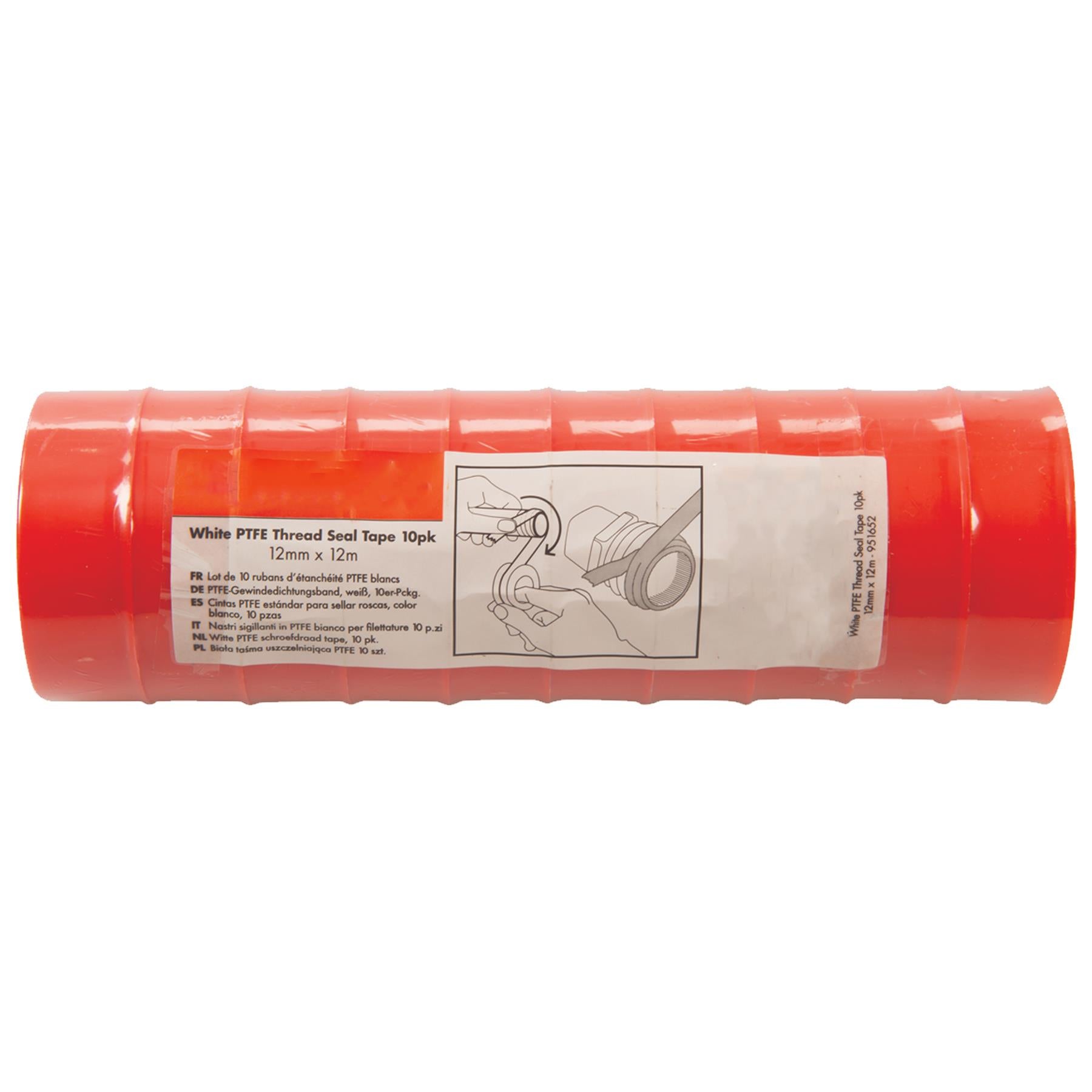 White PTFE TAPE Threaded Seal Fitting Water Plumbing Tape 12mm x 12m Pack of 10