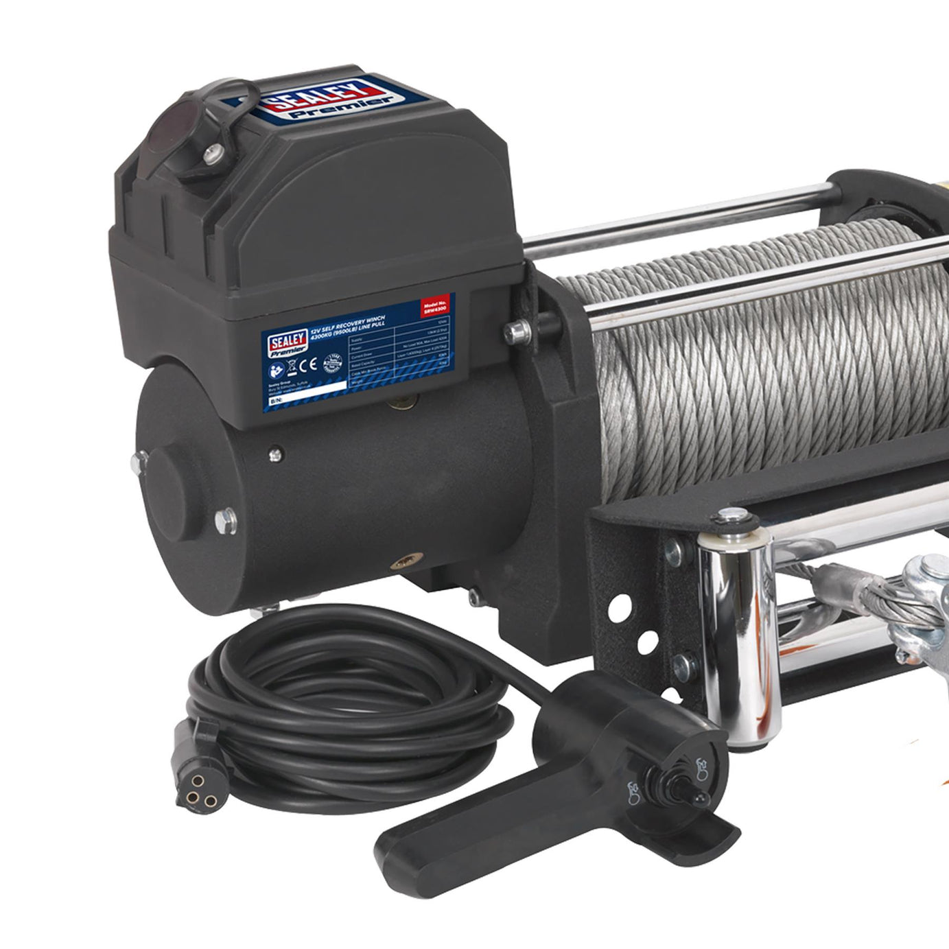 Sealey Self Recovery Winch 4300kg (9500lb) Line Pull 12V