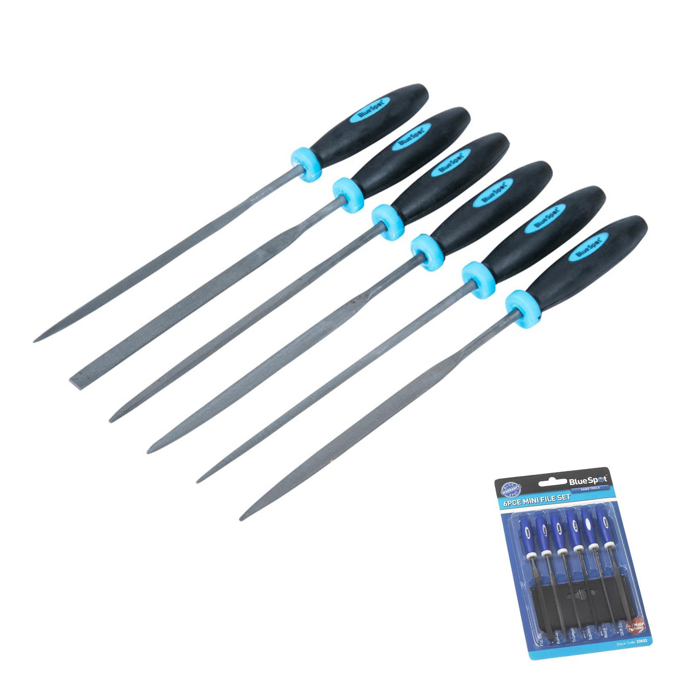 6 Piece Mini File Set With Storage Pouch Lifetime Guarantee Professional Tool Bluespot