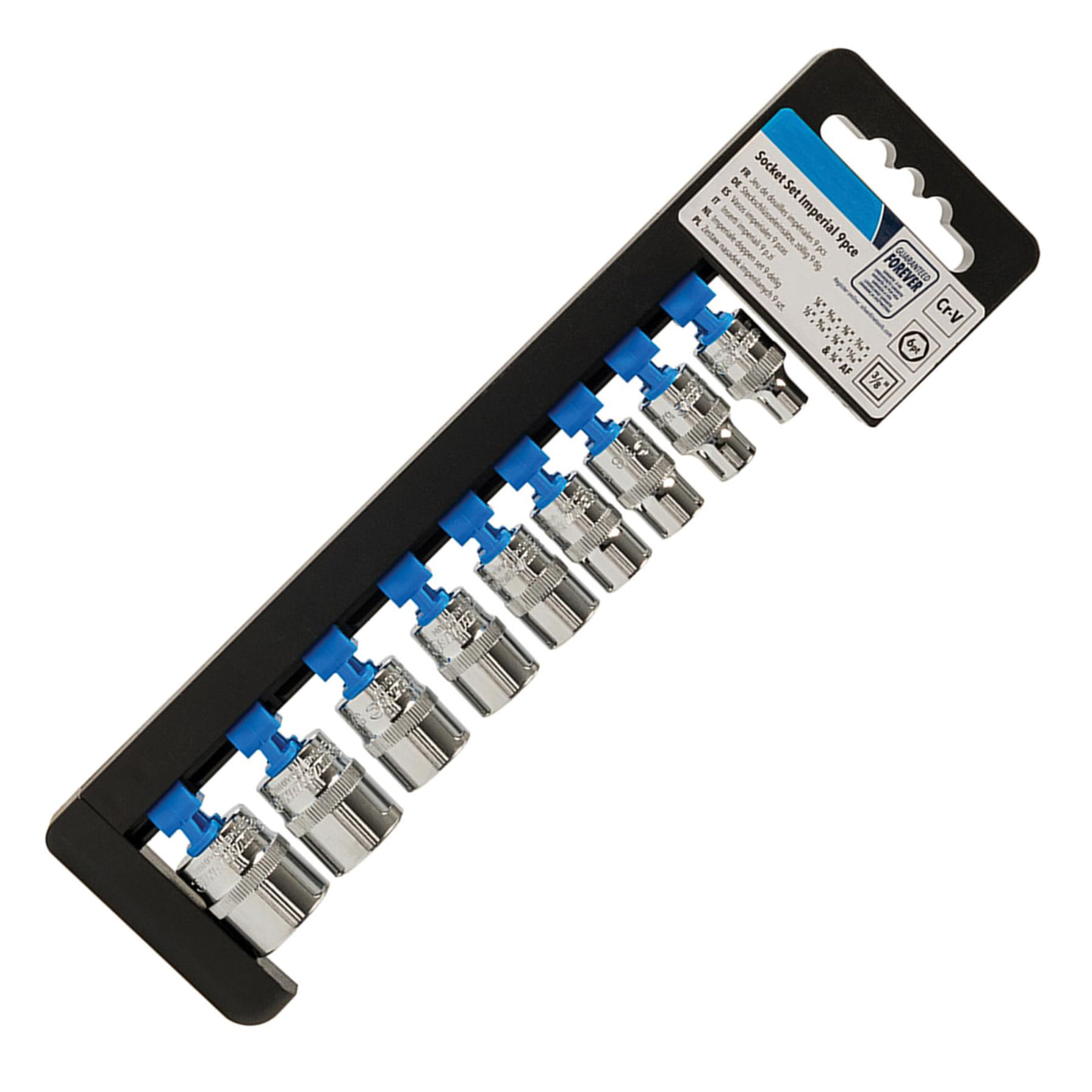 9Pce Socket Set 3/8" Drive Imperial 1/4" - 3/4" Fully Mirror-Polished Finish
