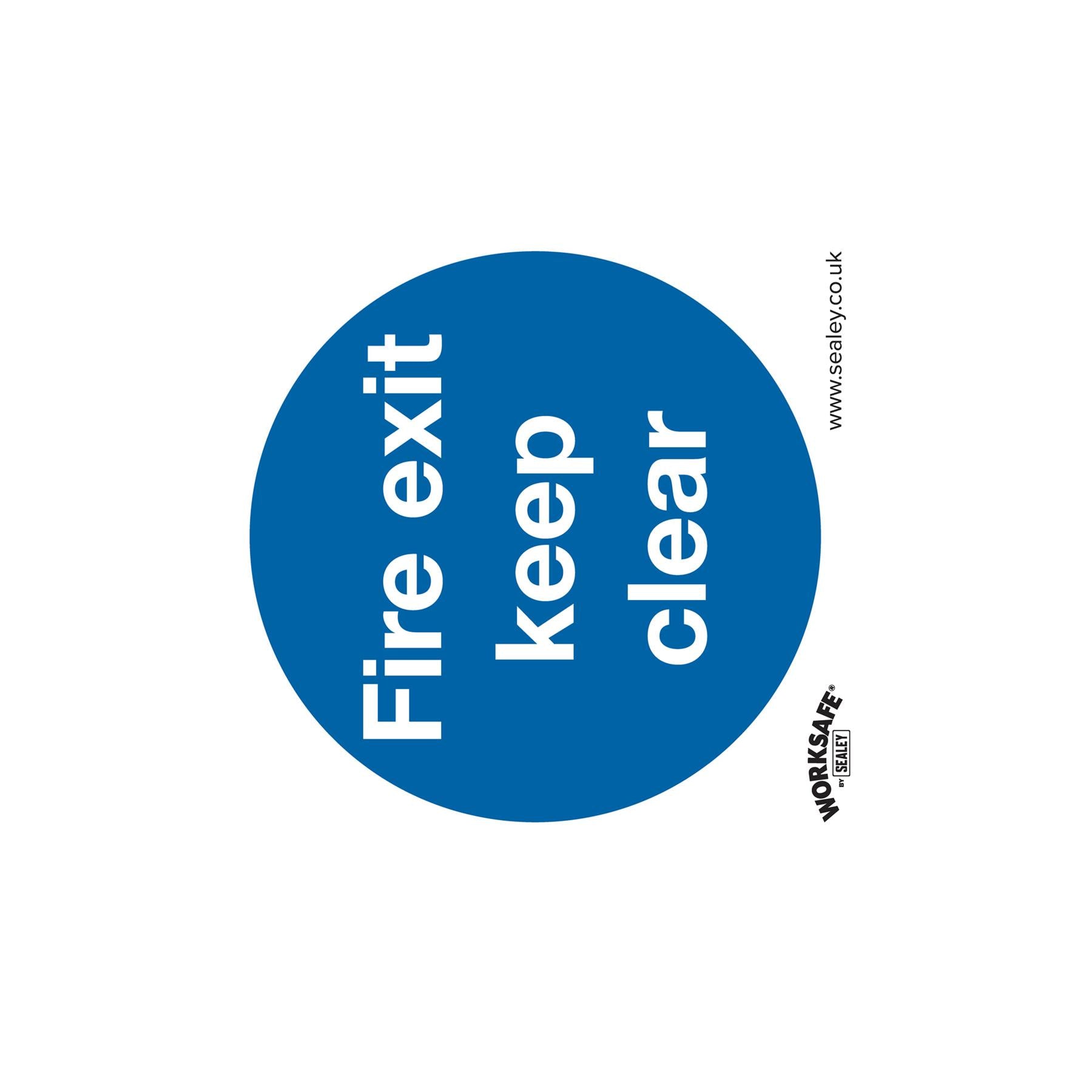 Sealey Safety Sign - Fire Exit Keep Clear - Self-Adhesive-Pk of 10