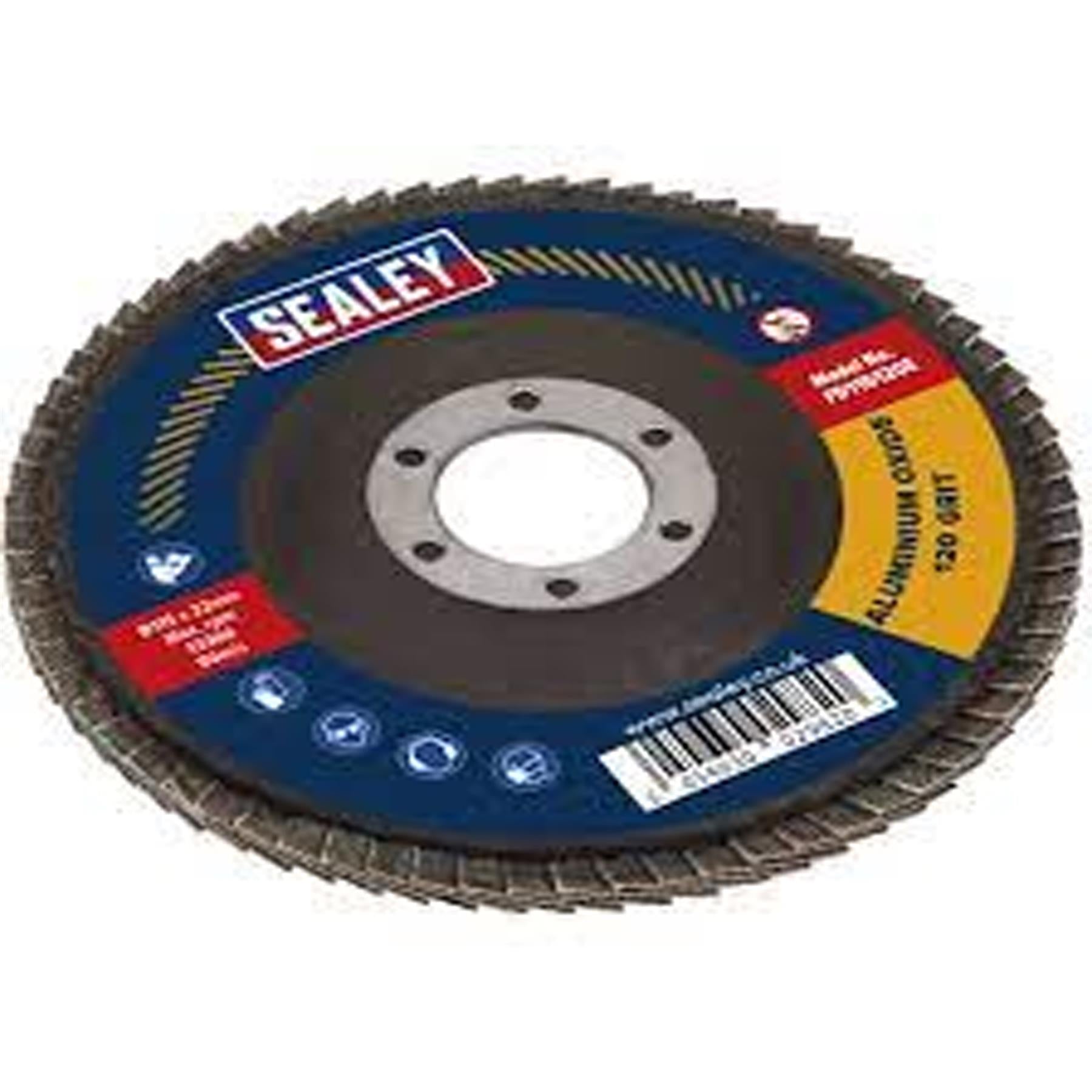 Sealey 60Grit Flap Discs Aluminium Oxide �115mm �22mm Bore - Pack of 10