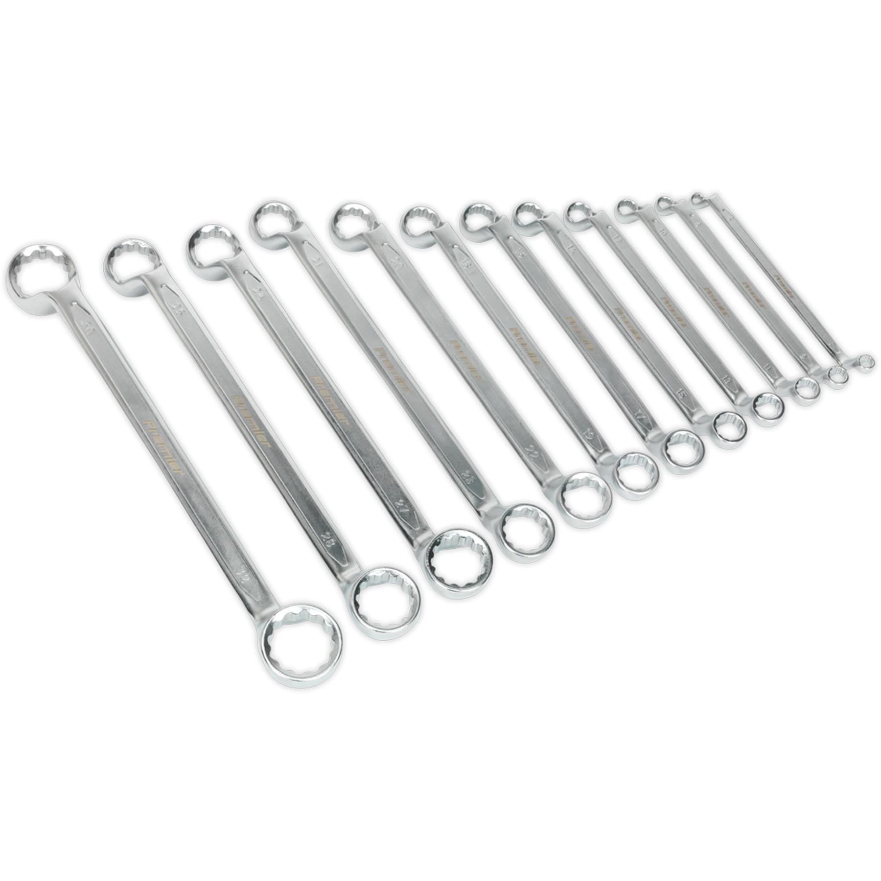 Sealey Offset Double End Ring Spanner Set 12pc Metric