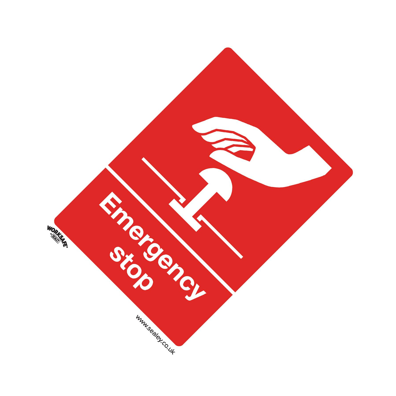 Sealey Safety Sign - Emergency Stop - Rigid Plastic - Pack of 10