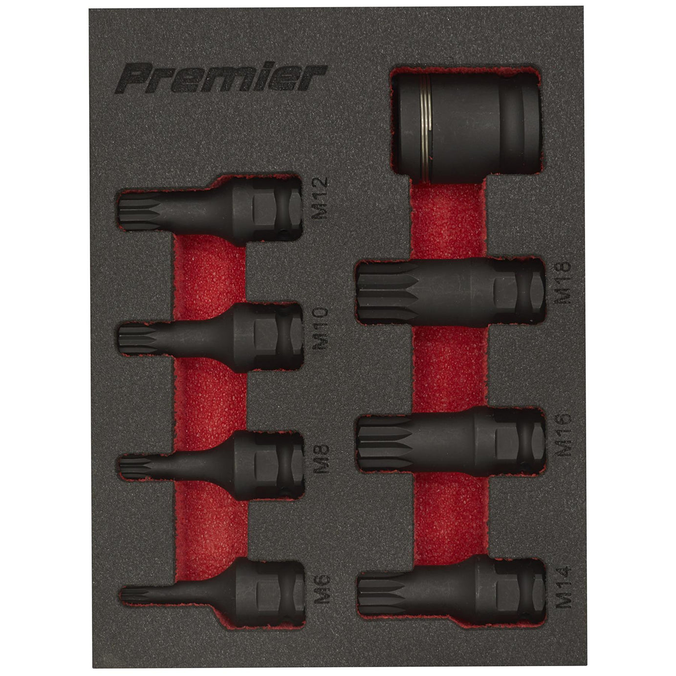 Sealey Impact Spline Socket Bit Set 8pc 3/8"Sq Drive