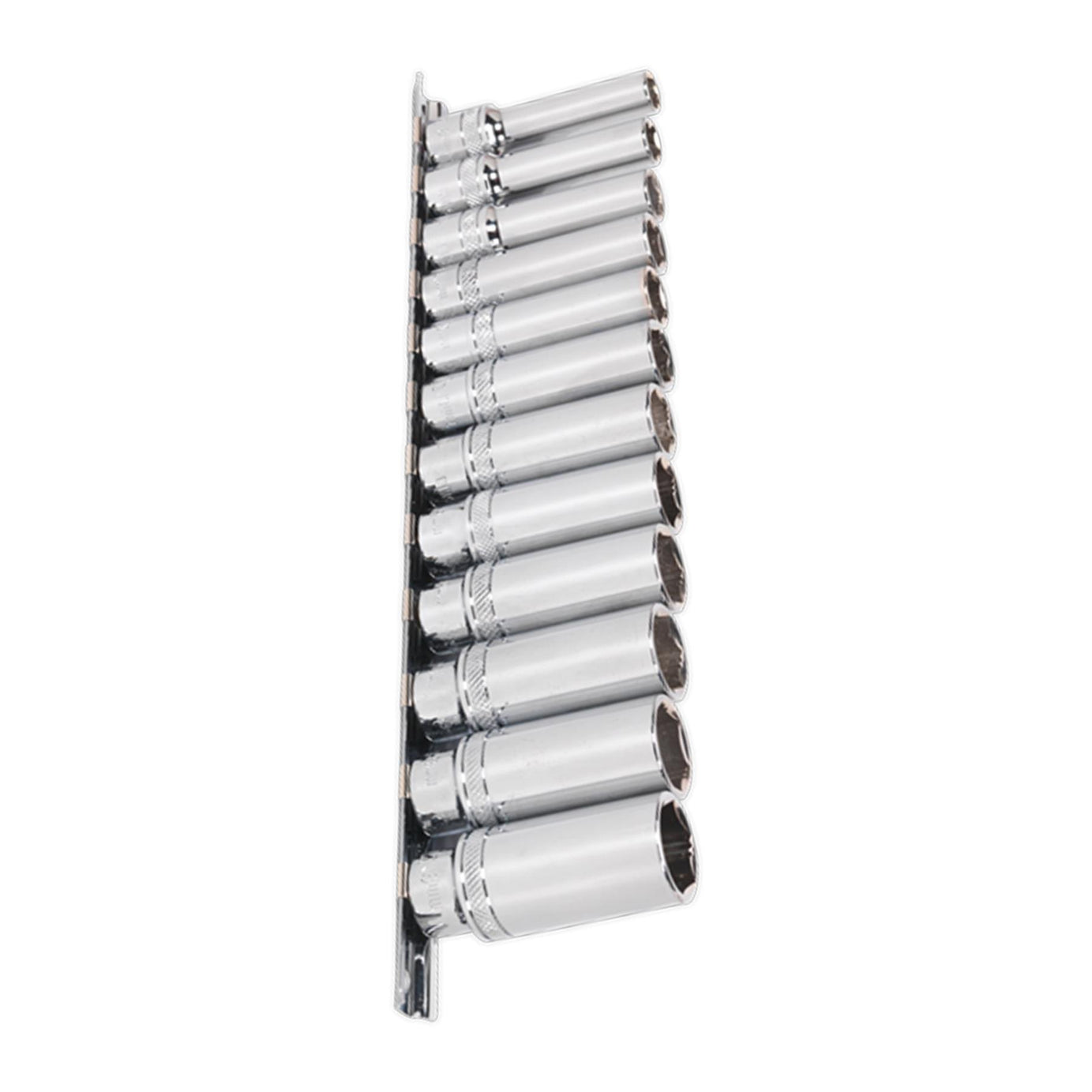 Sealey Deep Lock-On Socket Set 3/8"Sq Dr 12pc 8-19mm 6pt Metric Long Reach