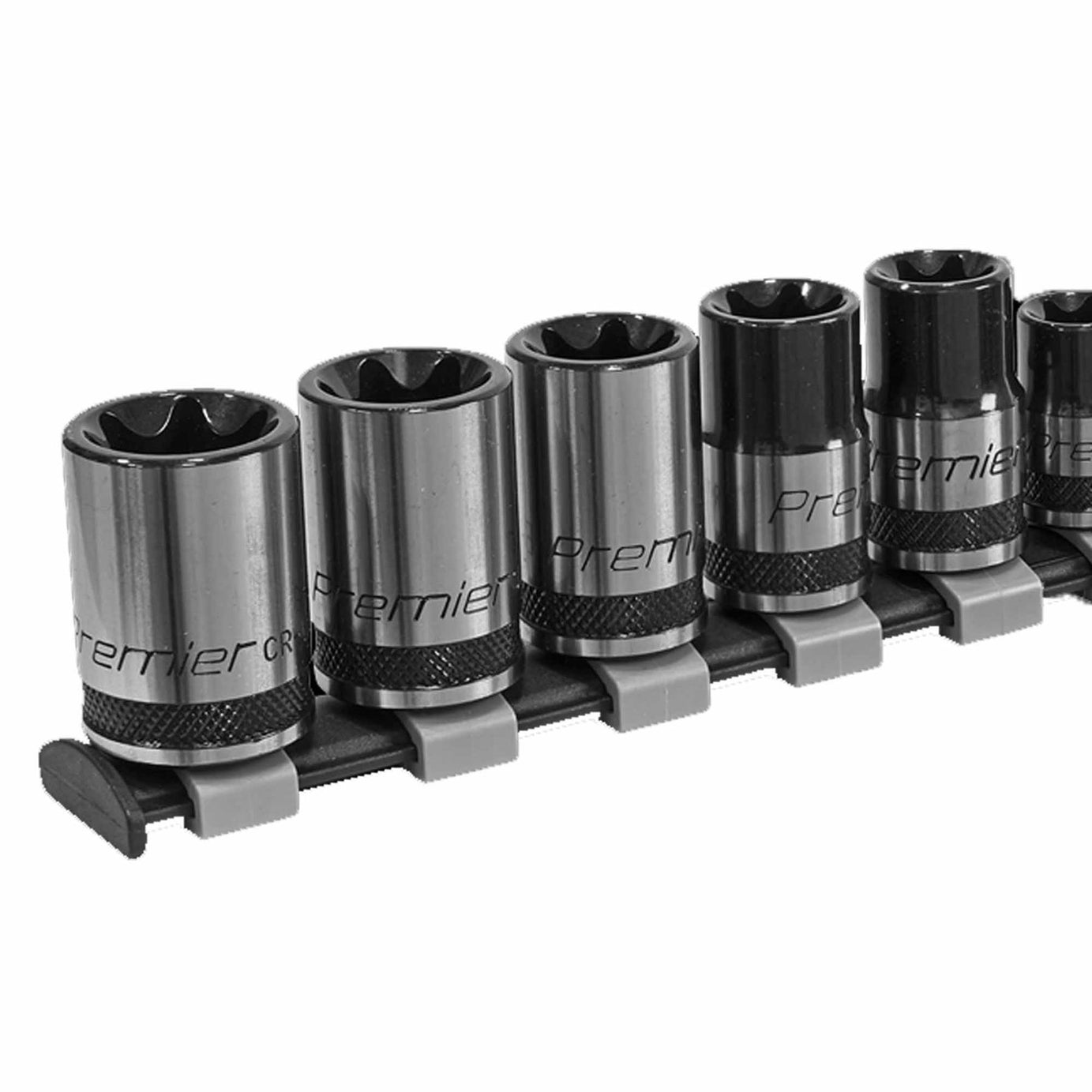TRX-Star Socket Set 14pc 1/4,3/8,1/2"Sq Dr E4-E24 Blk Series Sealey