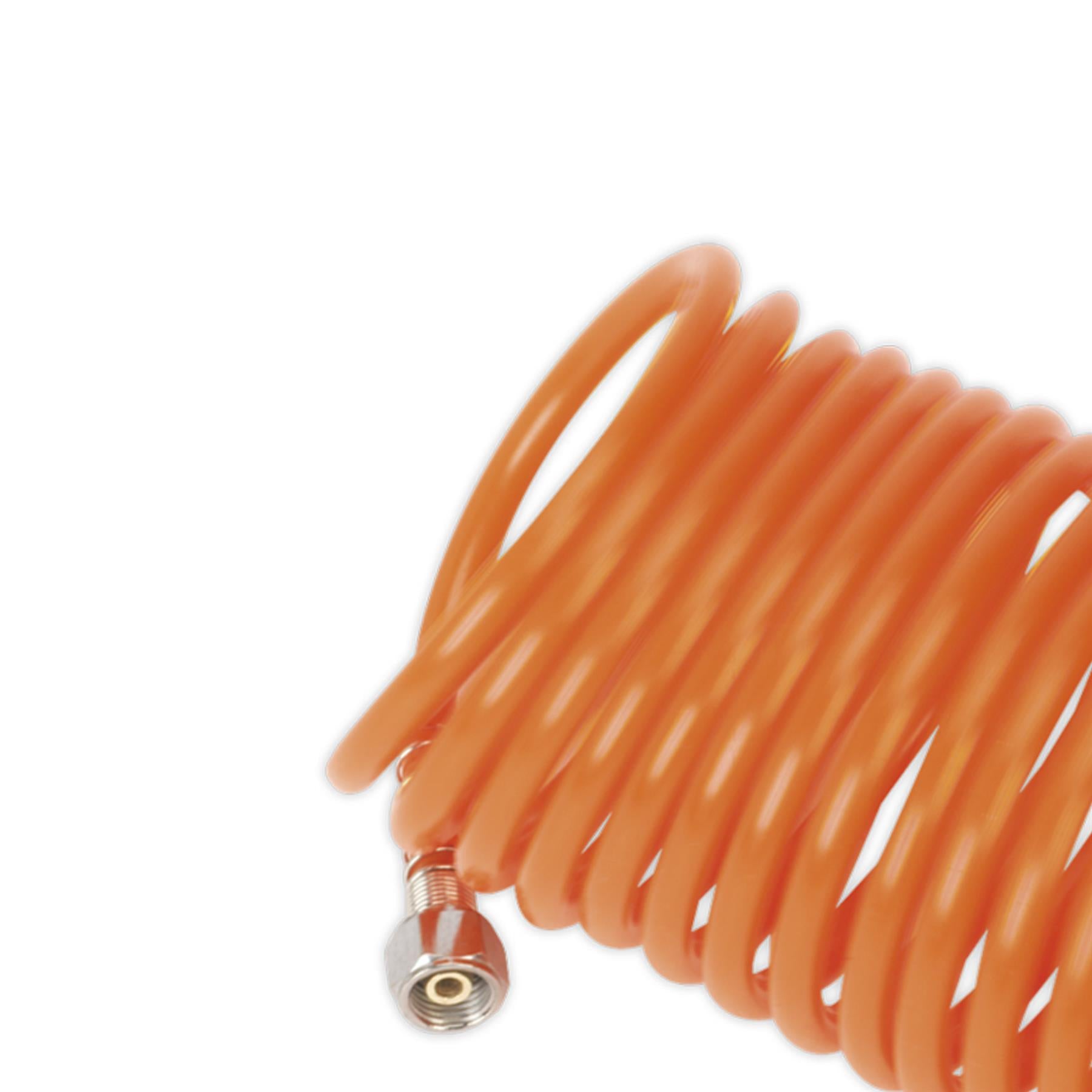 Sealey PE Coiled Air Hose 5m x Ø5mm with 1/4"BSP Unions