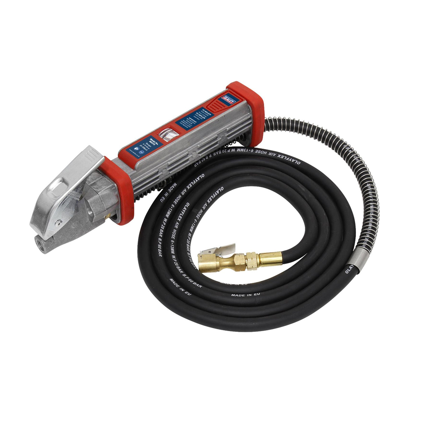 Sealey Tyre Inflator 2.7m Hose with Clip-On Connector