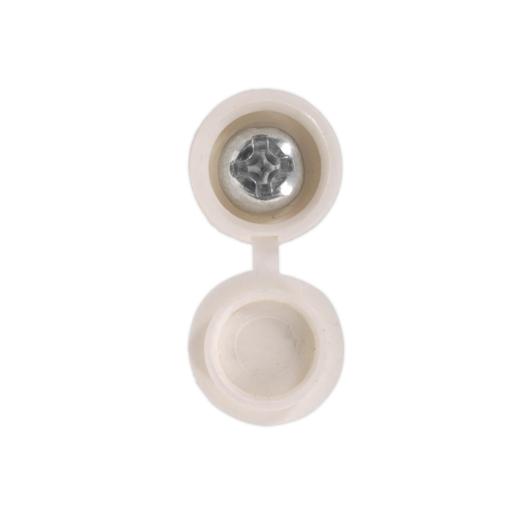 Sealey Numberplate Screw with Flip Cap 4.2 x 19mm White Pk of 50