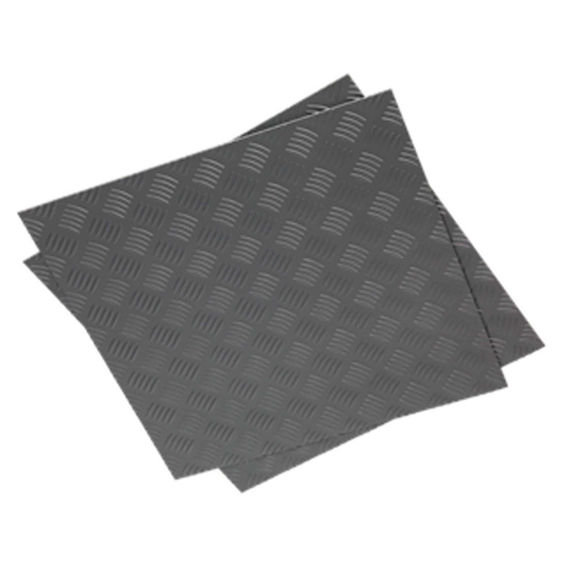 Sealey Vinyl Floor Tile Peel & Stick Backing-Silver Treadplate Pk16