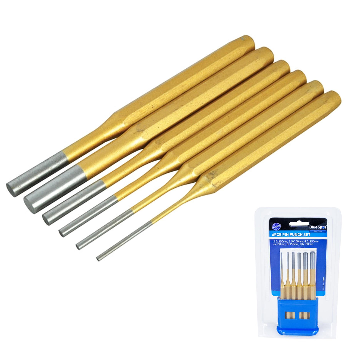 Parallel Punch Bluespot 6 Pce Parallel Pin Punch Set Heavy Duty For Mechanics Enginee ...