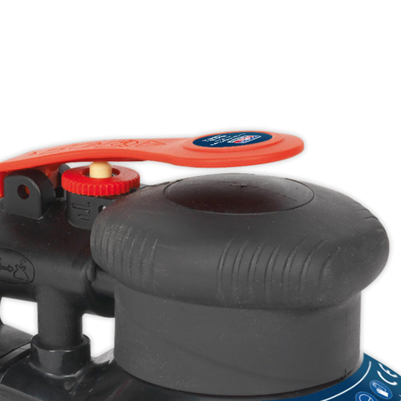 Sealey Air Palm Orbital Sander 150mm Dust-Free Adjustable Air Regulator