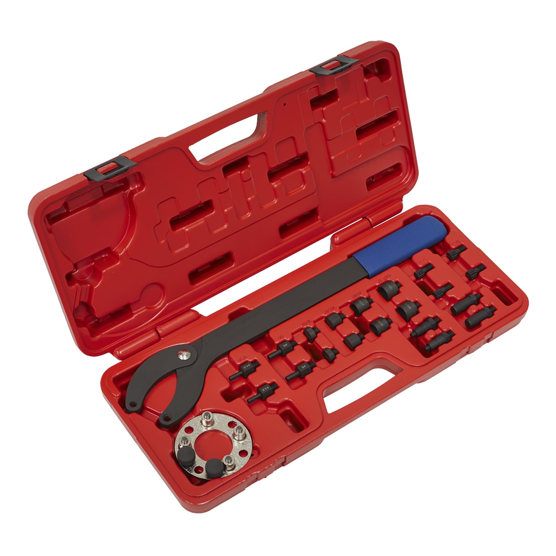 Sealey Pulley Holding/Turning Set 24pc - VAG Adaptor Plate & Handle