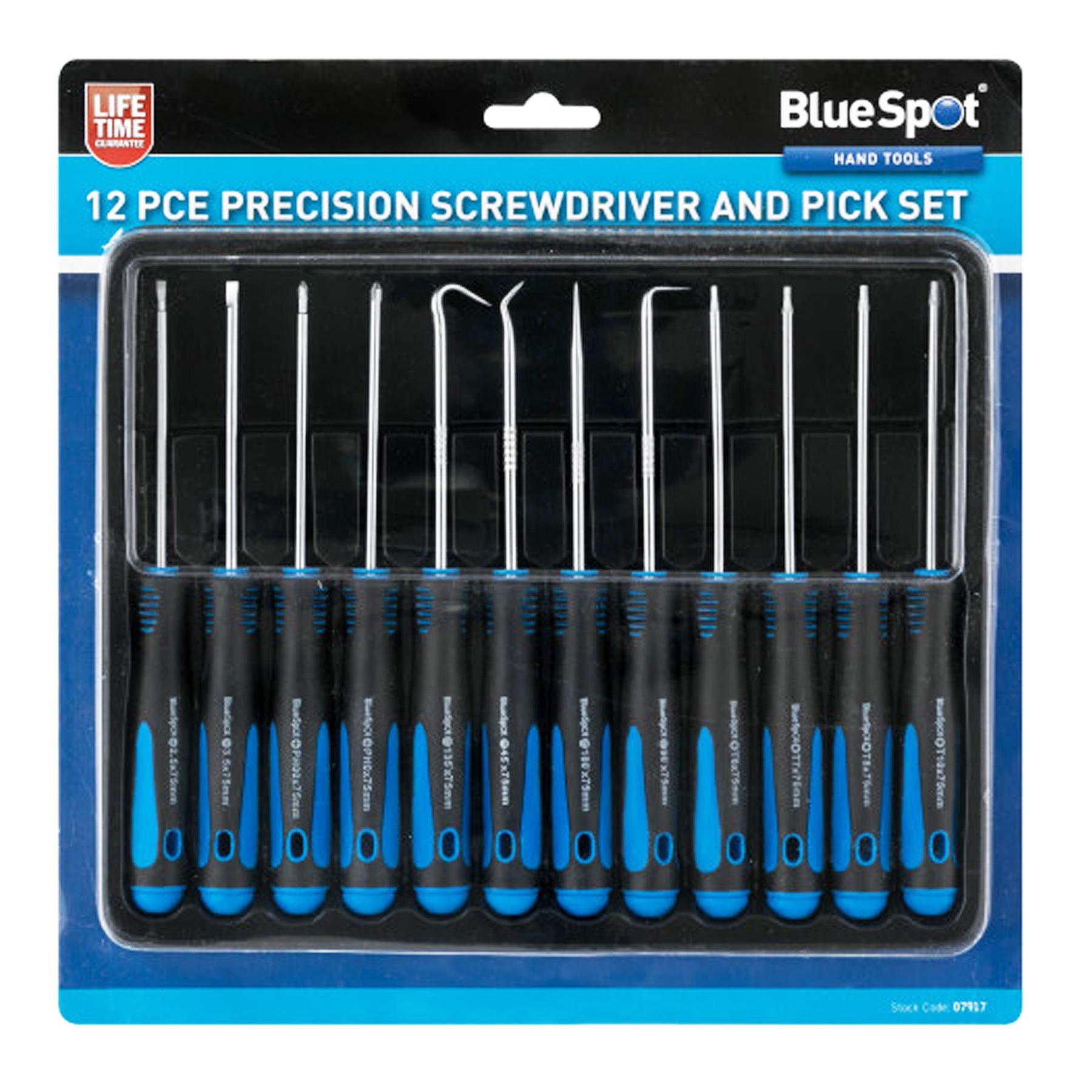 BlueSpot 12pc Precision Screwdriver and Hook Set-Torx Pro
