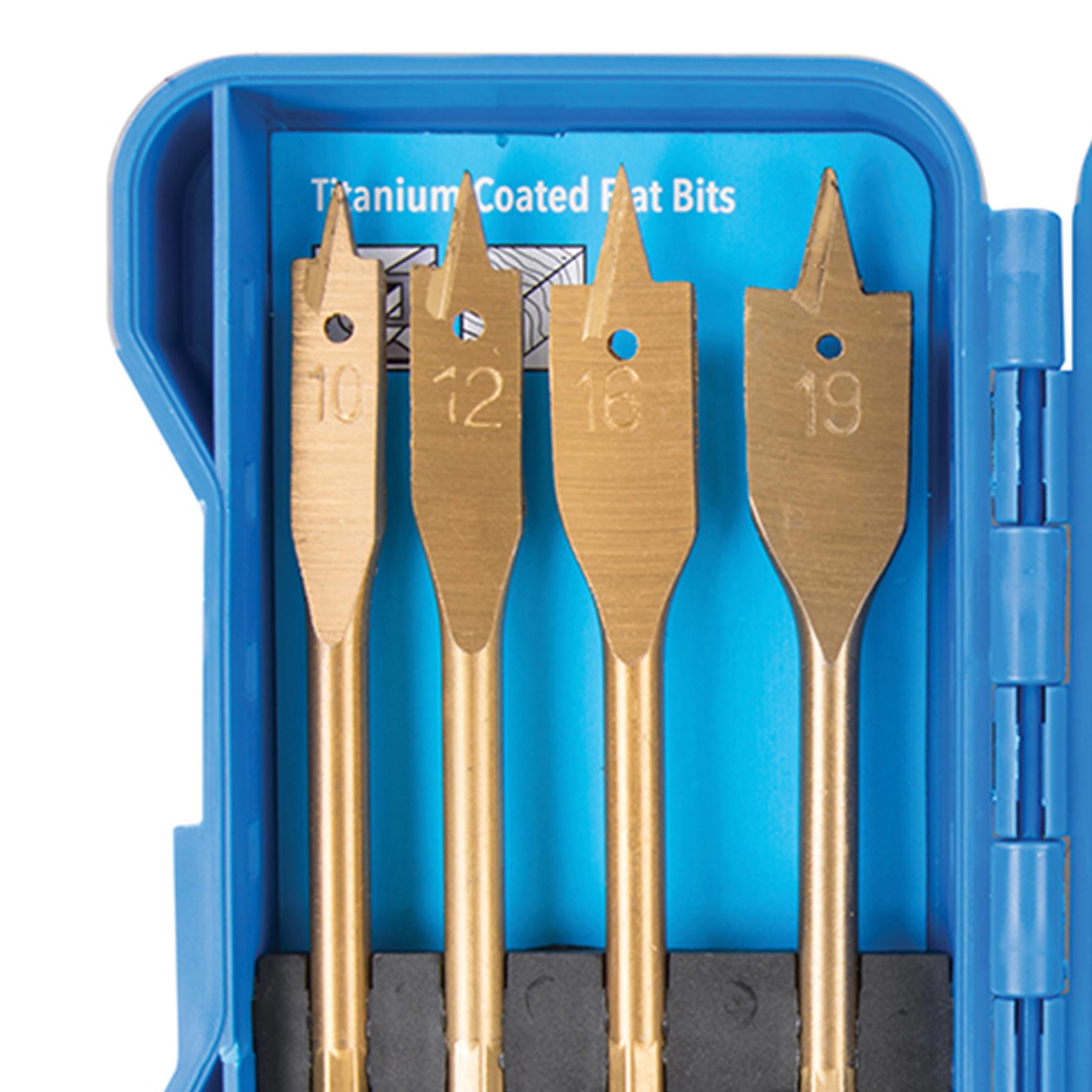Titanium Coated Flat Bit Set 7 Pce Compatible With 10 - 32mm - 10 DIY Sets