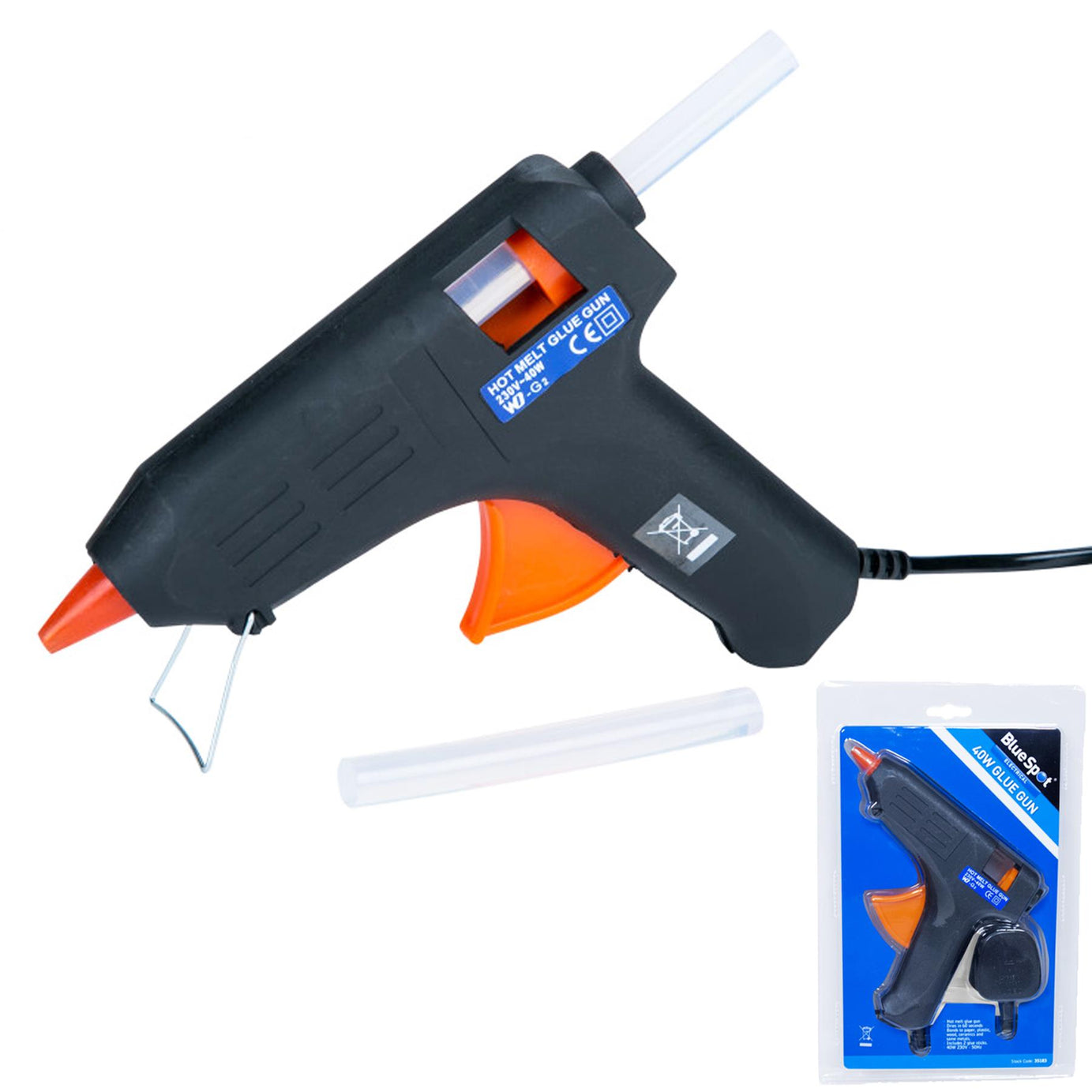 BlueSpot Hot Melt Mini Glue Gun + 2 Sticks 40W 240V Arts Crafts