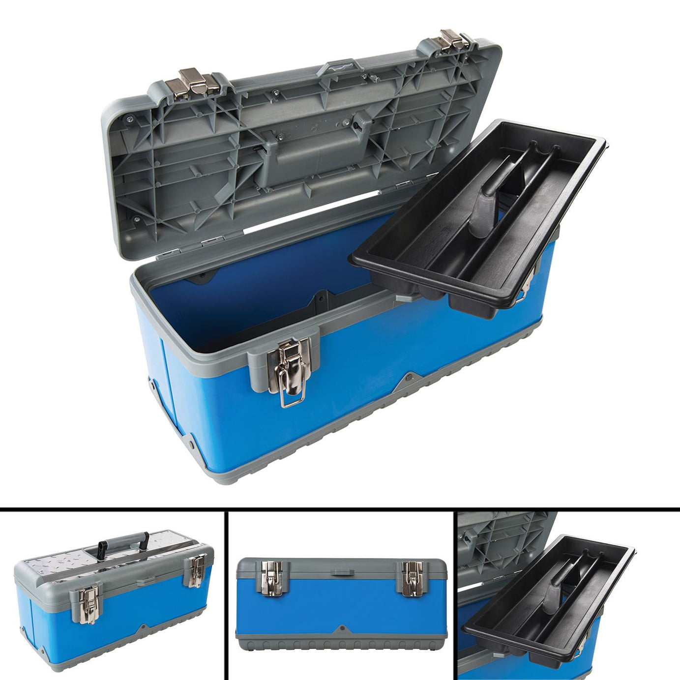 Toolbox 580 x 280 x 220mm Powder Coated Steel Alloy Body Soft Grip Carry Handle