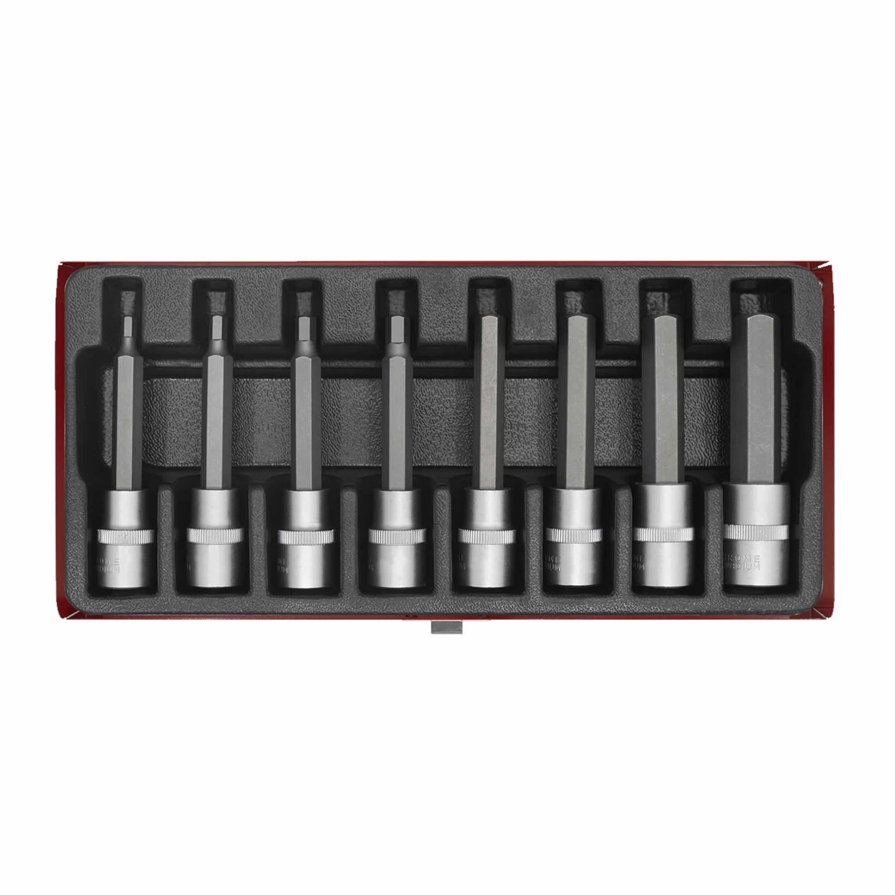 Sealey Hex Socket Bit Set 8pc 1/2"Sq Drive Metric
