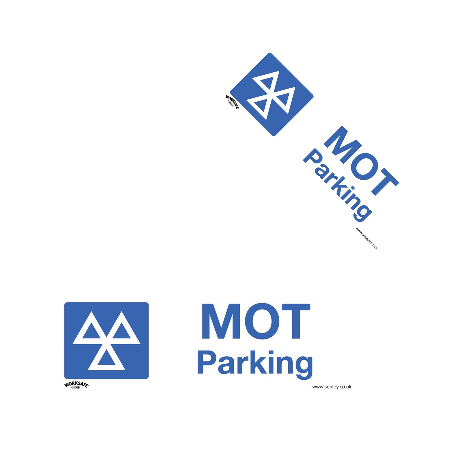 Safety Sign - MOT Parking - Self Adhesive Vinyl - Pack of 10. Sealey