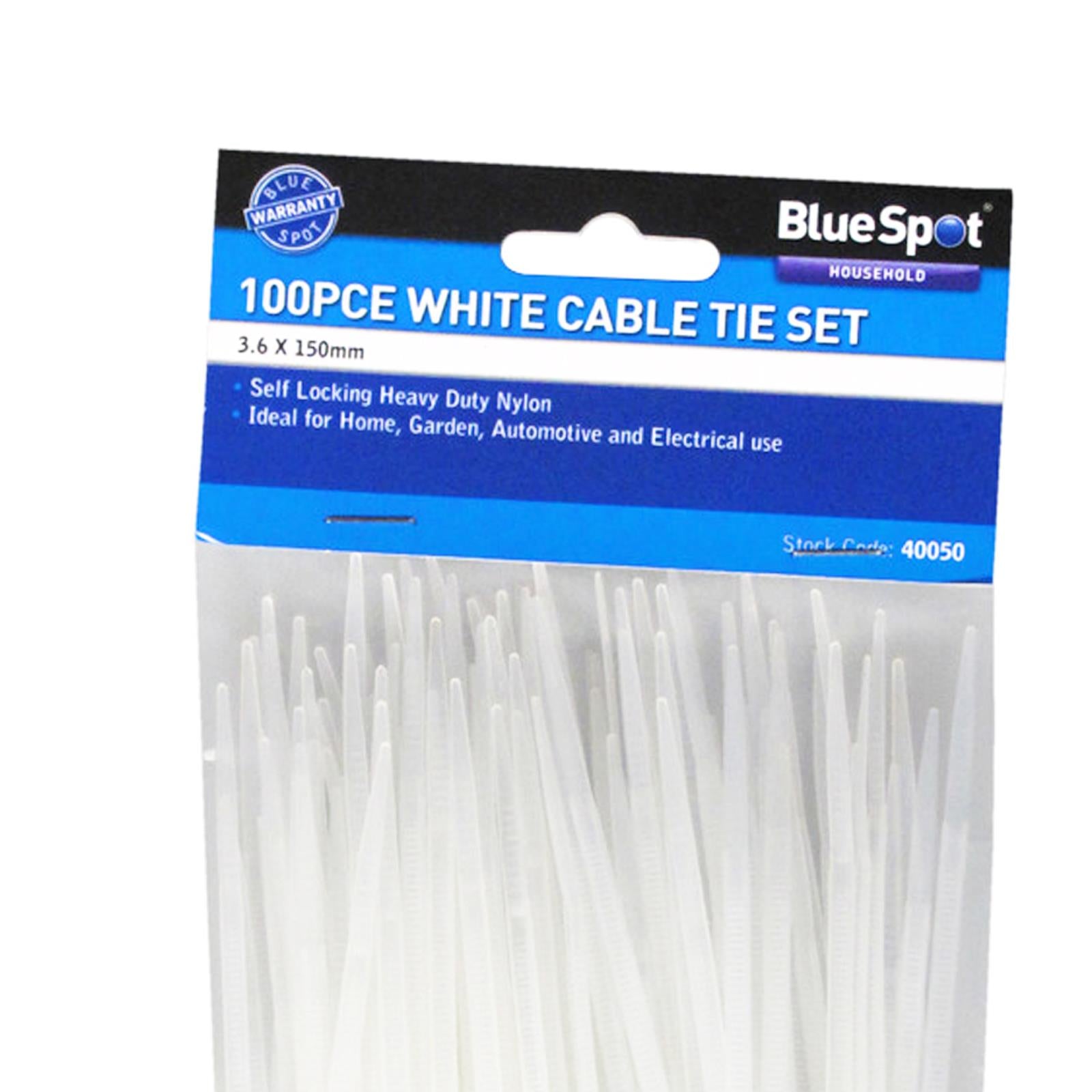 Cable Zip Ties 100Pce Nylon Wraps High Quality Strong 3.6mm X 150mm BlueSpot