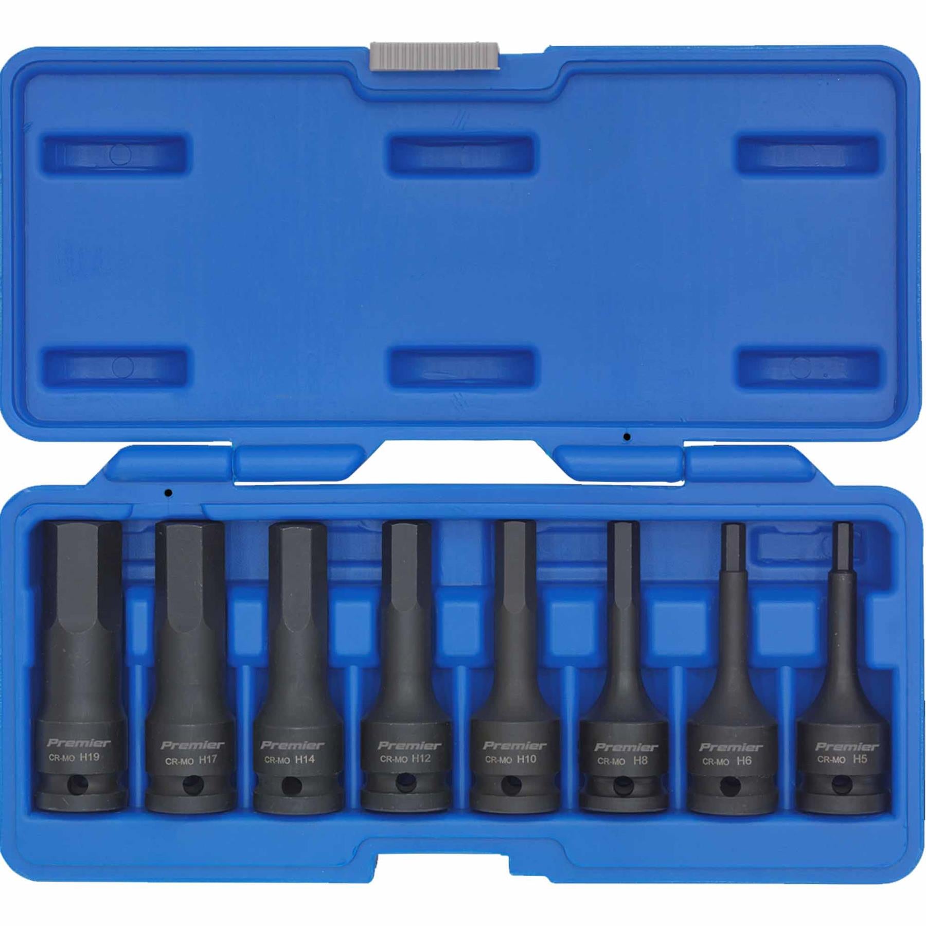 Sealey Impact Hex Socket Bit Set 8pc 1/2"Sq Drive