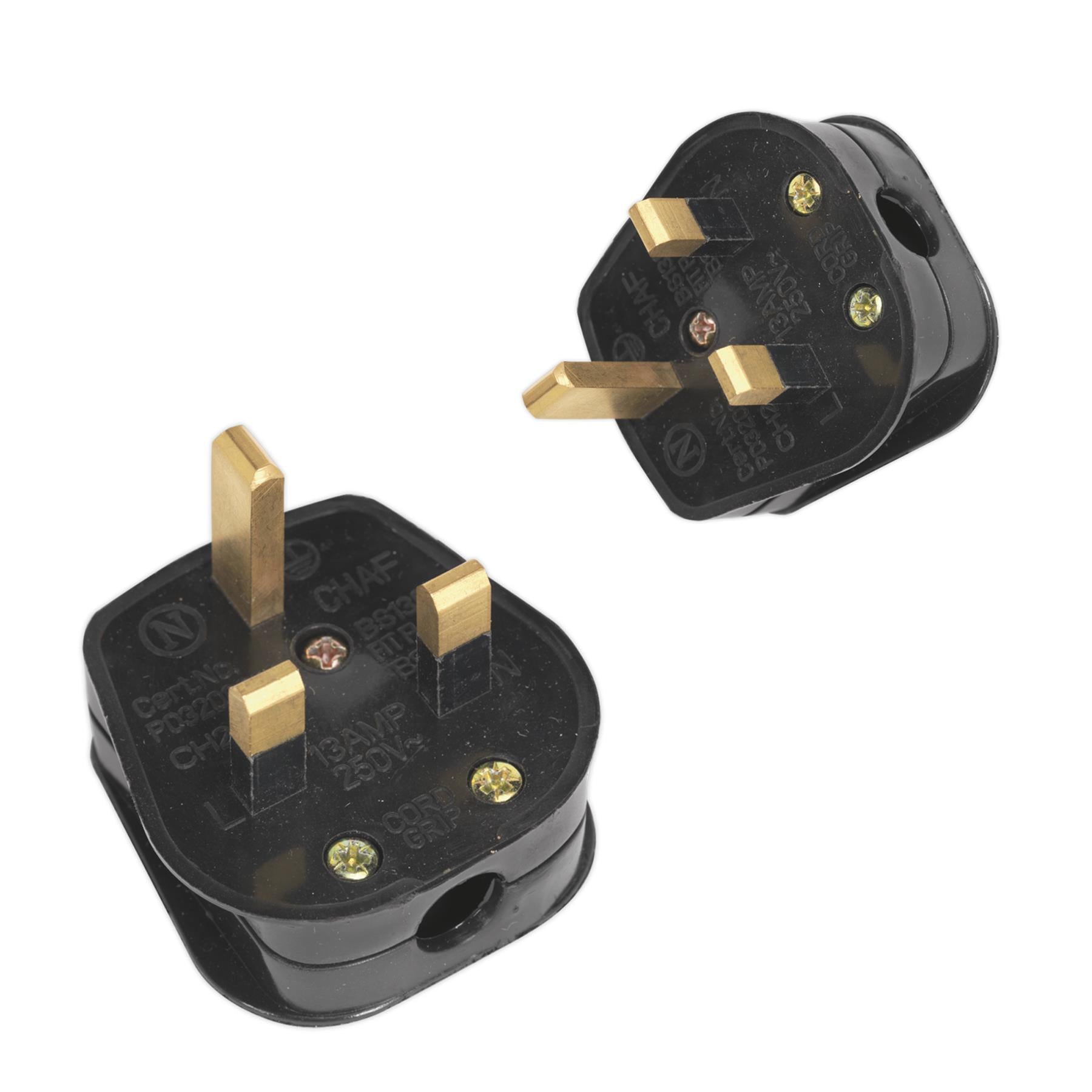 Resilient  Black 13Amp plug Heavy-Duty PL13/320S Sealey