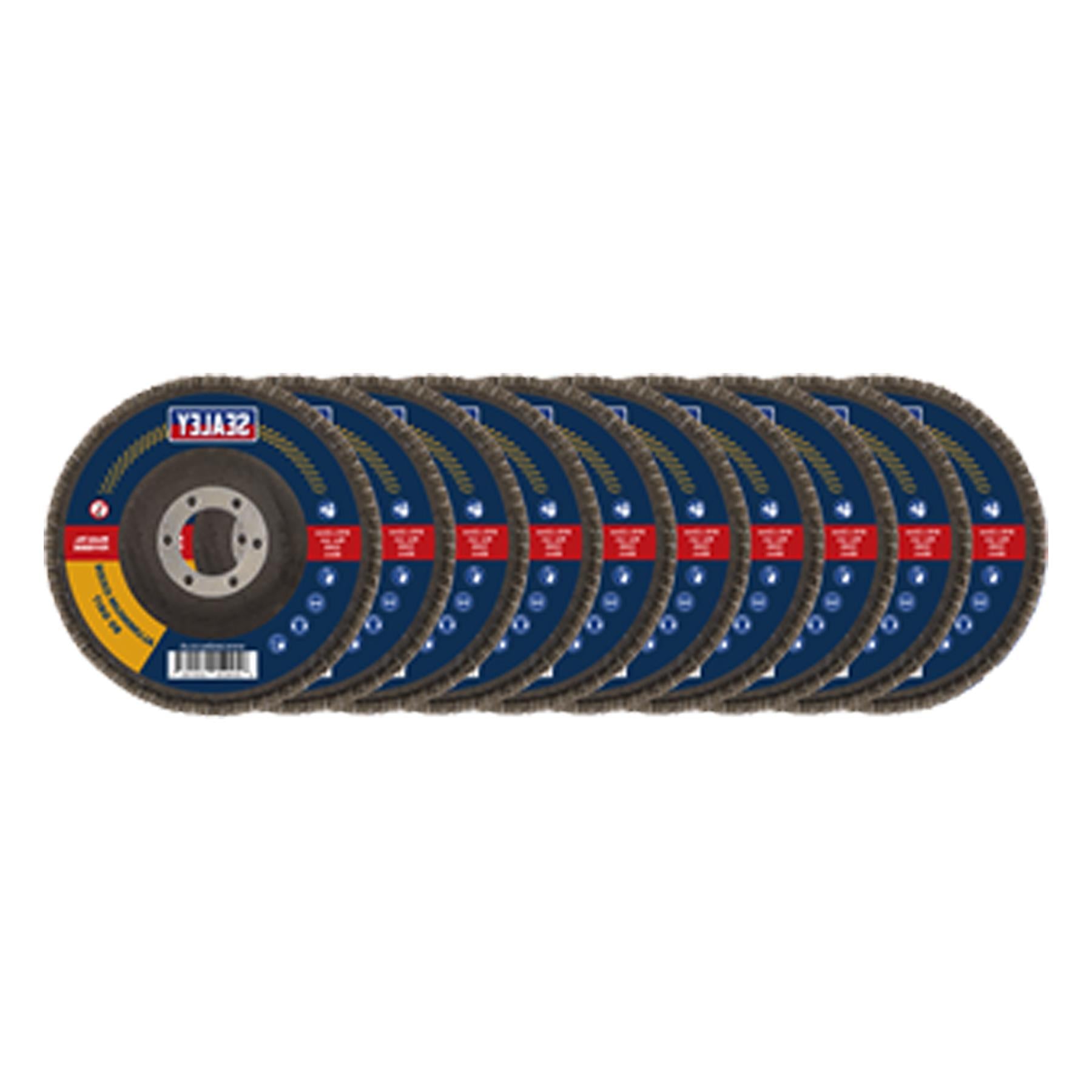 Sealey 80Grit Flap Discs Aluminium Oxide �115mm �22mm Bore - Pack of 10