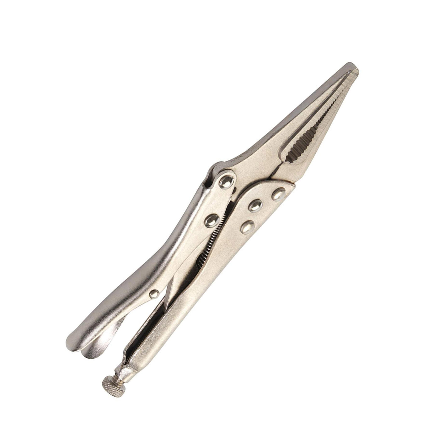 Self Locking Long Nose Pliers 225mm Chrome Adjustable Serrated Jaw Opening