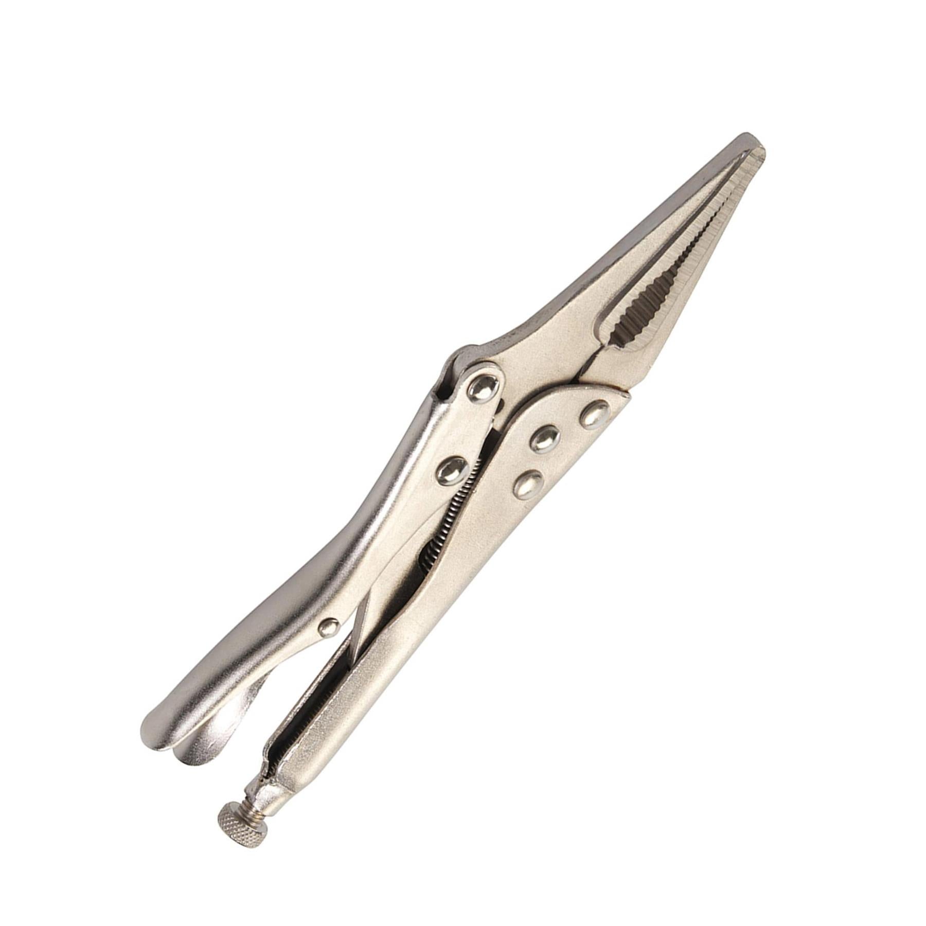 Self Locking Long Nose Pliers 225mm Chrome Adjustable Serrated Jaw Opening