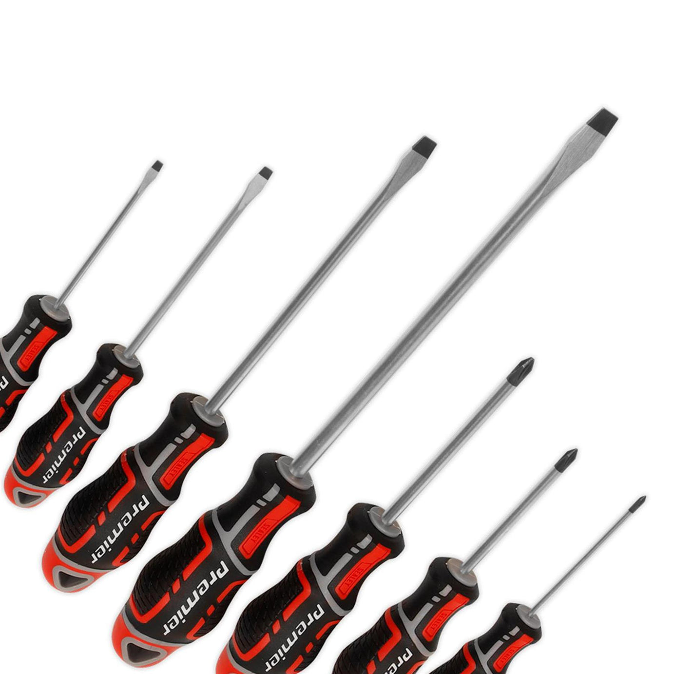 Sealey 7pc Screwdriver Set Slotted & Phillips Magnetic 75-200mm GripMax Red