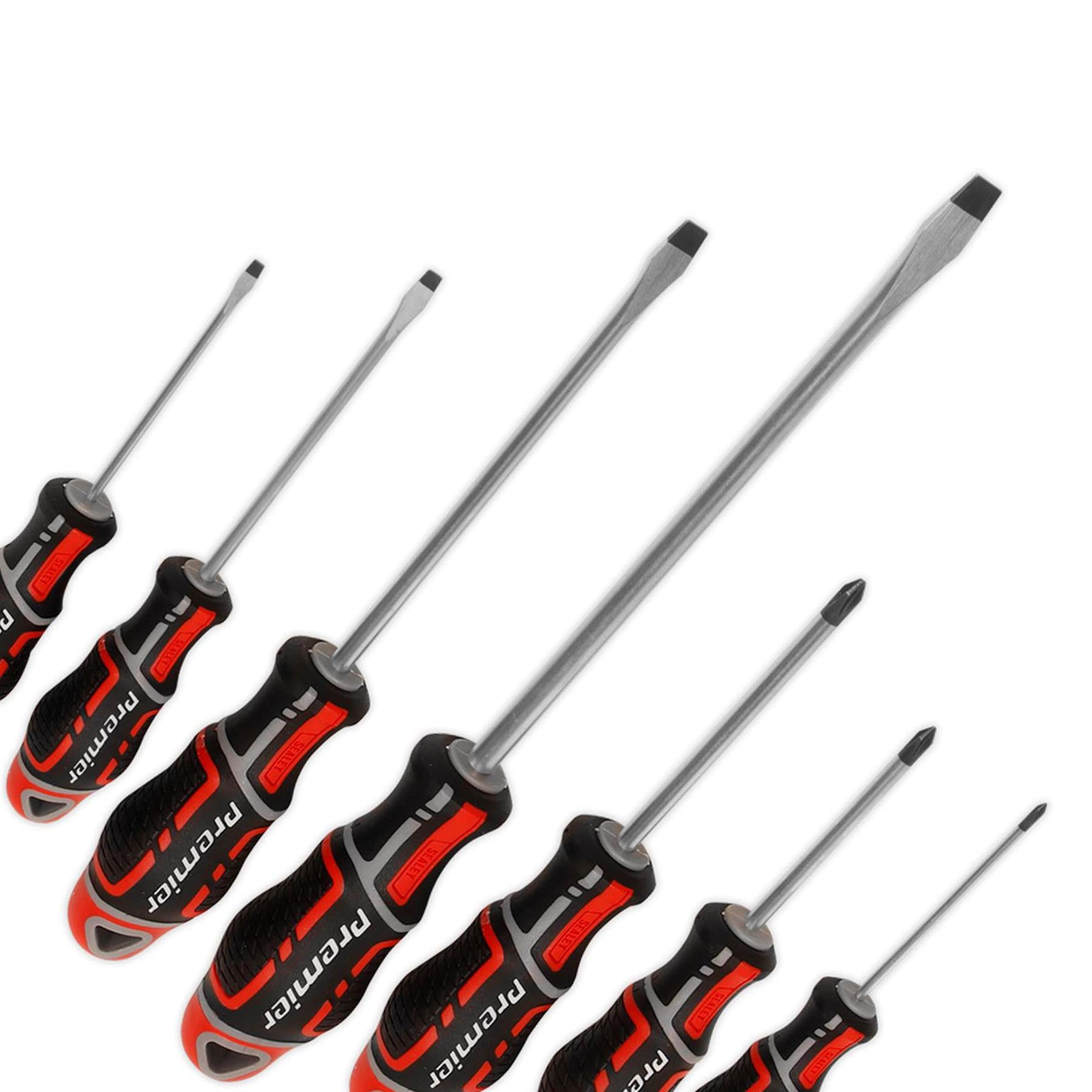 Sealey 7pc Screwdriver Set Slotted & Phillips Magnetic 75-200mm GripMax Red
