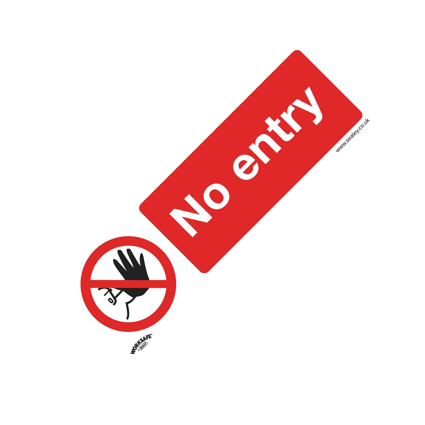 Sealey Safety Sign - No Entry - Self-Adhesive Vinyl - Pack of 10
